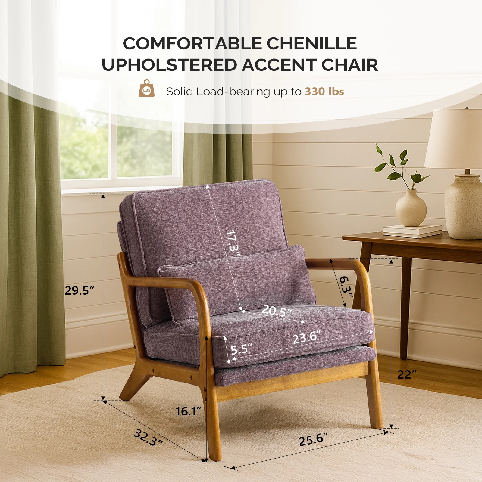 Ktaxon Accent Chair Corduroy Upholstered Armchair, Reading Club Chair with Pillow and Solid Wood Frame for Living Room Bedroom Furniture Off White - Image 46