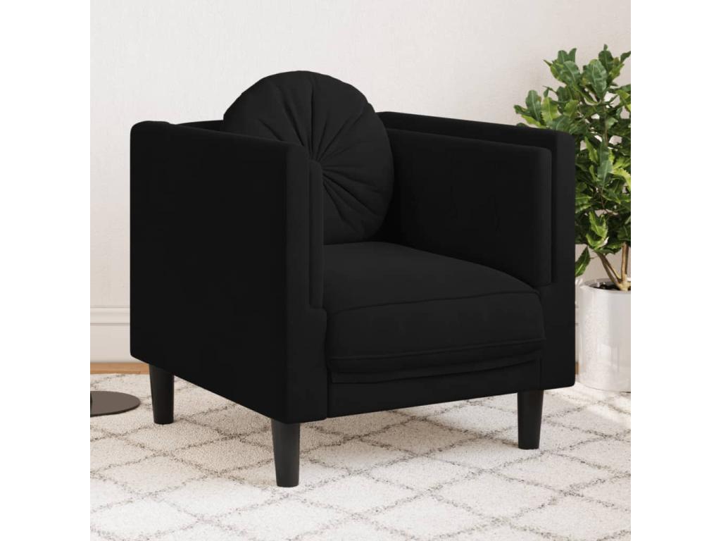 Sillón con cojín terciopelo negro