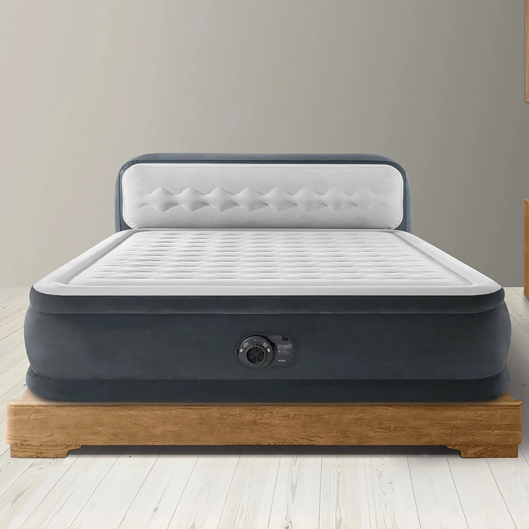 Intex Dura-Beam Deluxe Ultra Plush Headboard Queen Airbed, Gray, 18in, Built-In Pump - 64447ED - Image 10 Intex Dura-Beam Deluxe Ultra Plush Headboard Queen Airbed, Gray, 18in, Built-In Pump - 64447ED - Image 10