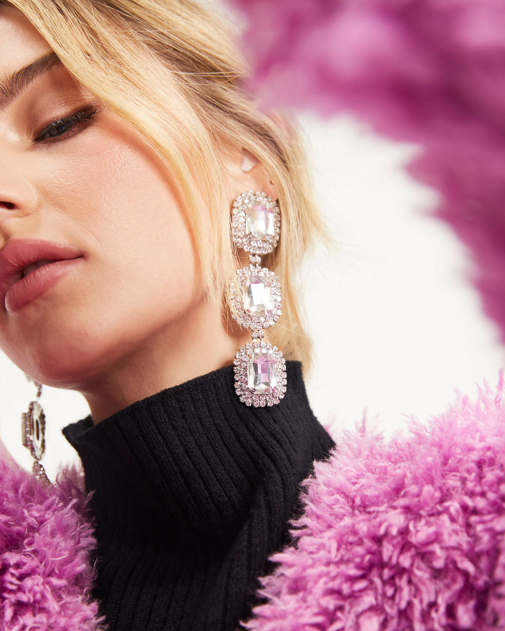 Penelope Gemstone Drop Earrings - Clear - Se7enfashion