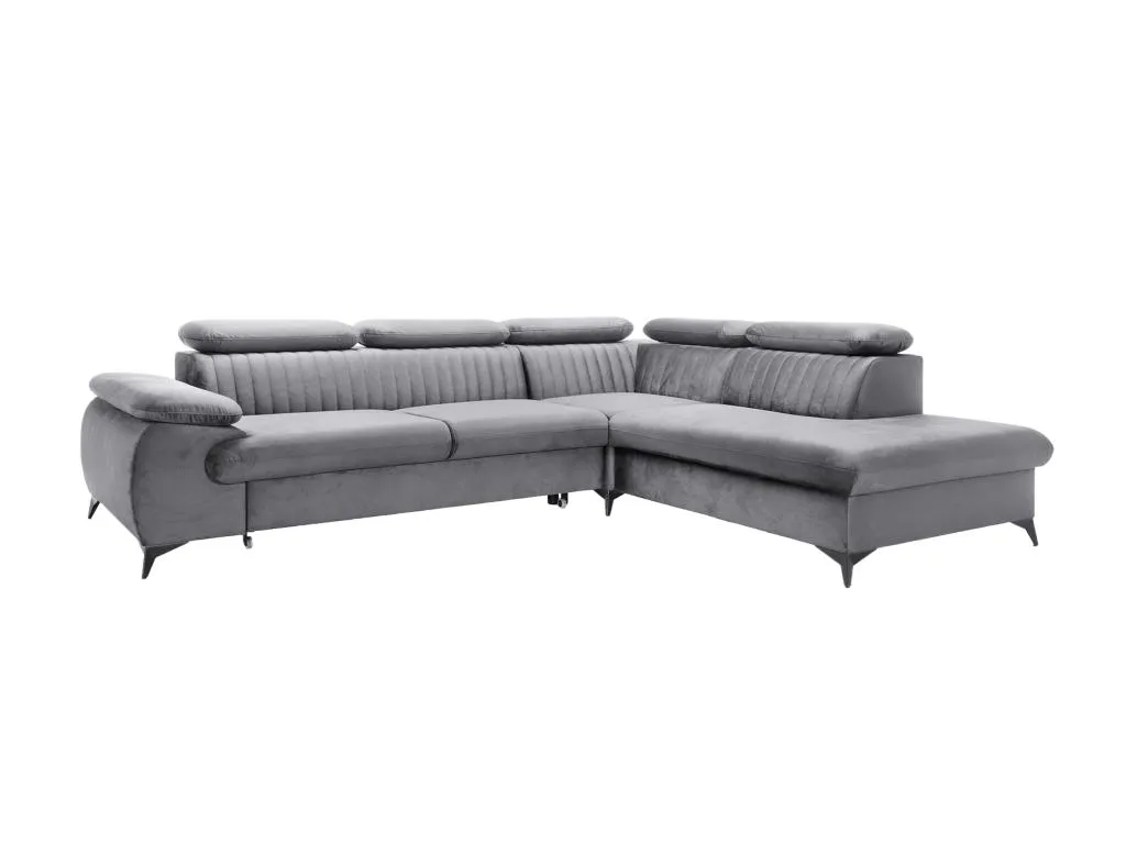 Sofá cama esquinero derecho de terciopelo gris claro Kavehomedeco 57527YKJJ