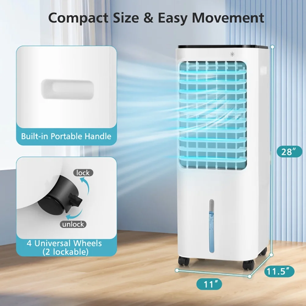GVN Air Conditioners, Air Cooler, 4-in-1 Evaporative Air Cooler with 12L Water Tank and 4 Ice Boxes-White - Image 8