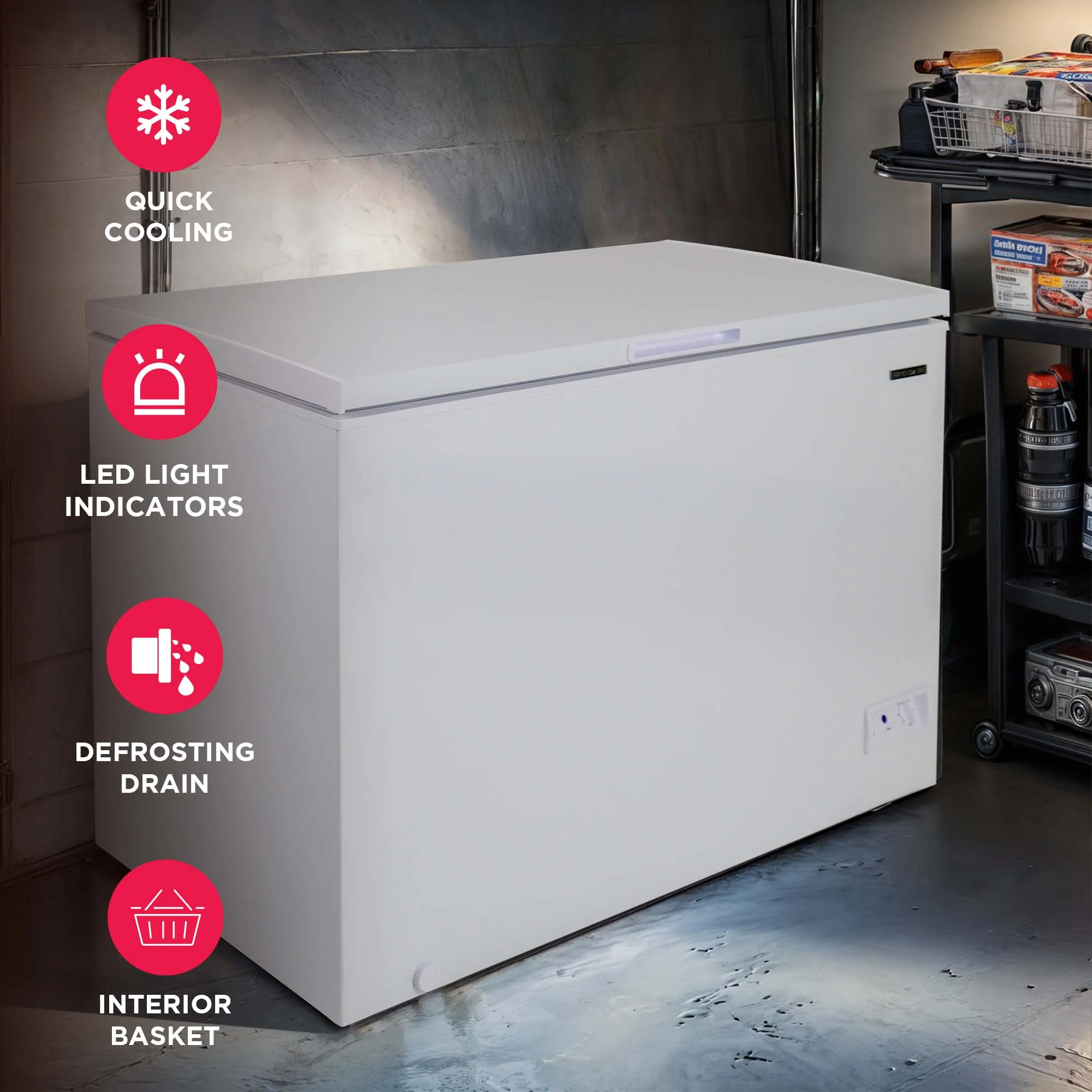 Frigidaire 10.3 Cu. ft. Chest Freezer, Garage Ready, EFRF1005, White - Image 4