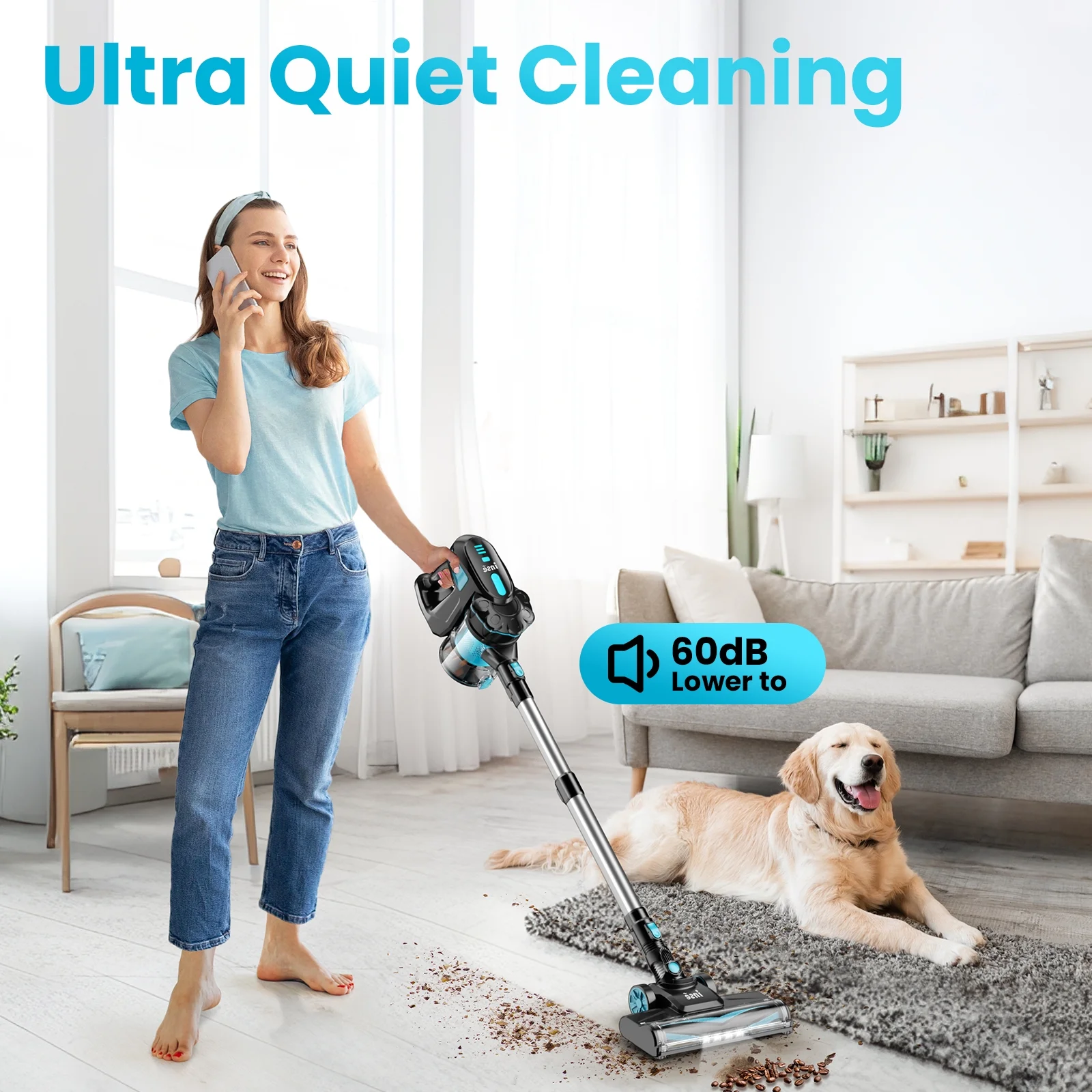 INSE Cordless Vacuum Cleaners, 6-in-1 Lightweight Stick Vacuum for Hardwood Floor Carpet Pet Hair, V770 - Image 9
