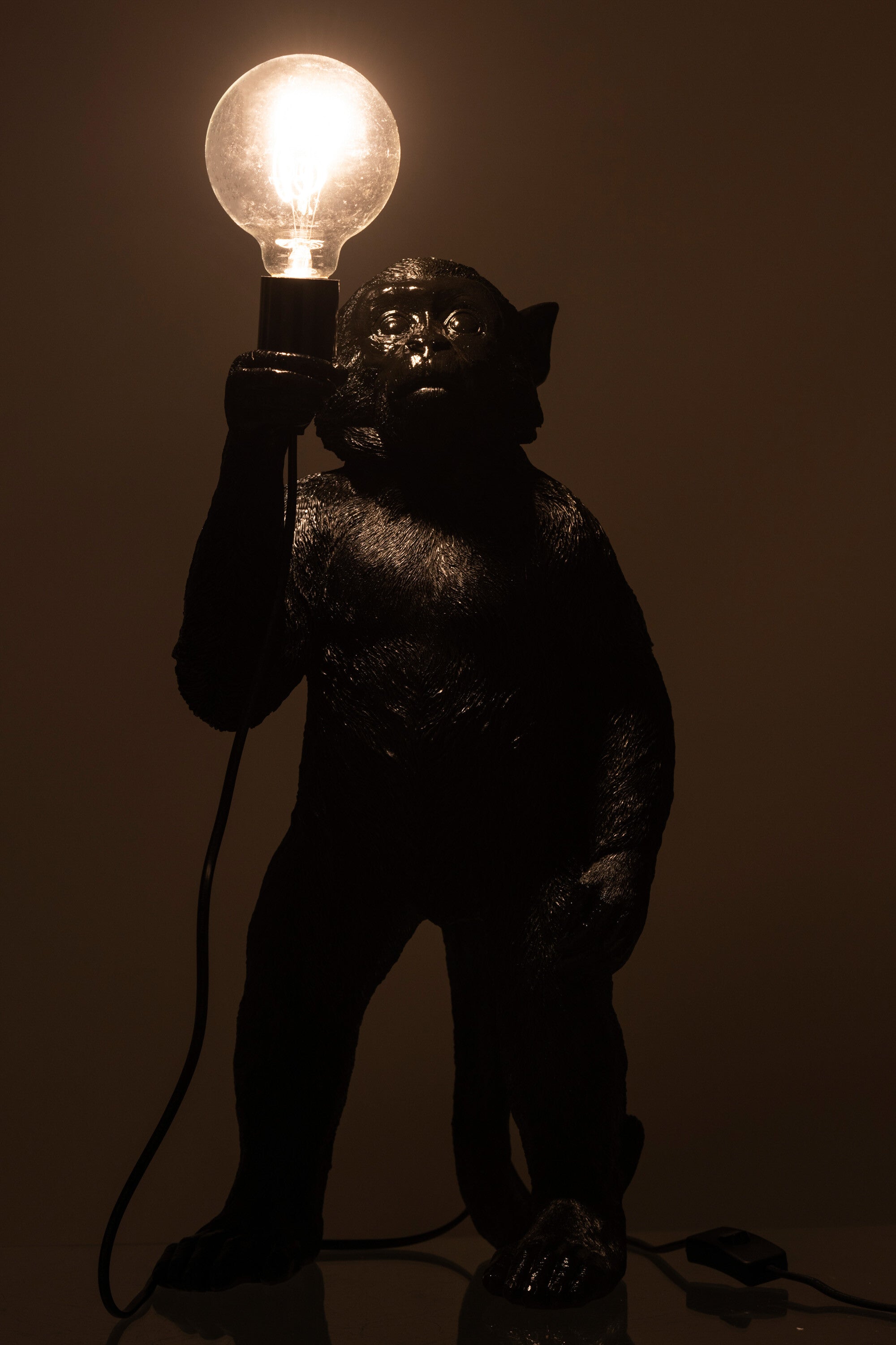 Lamp Aap Staand Polyresin Zwart