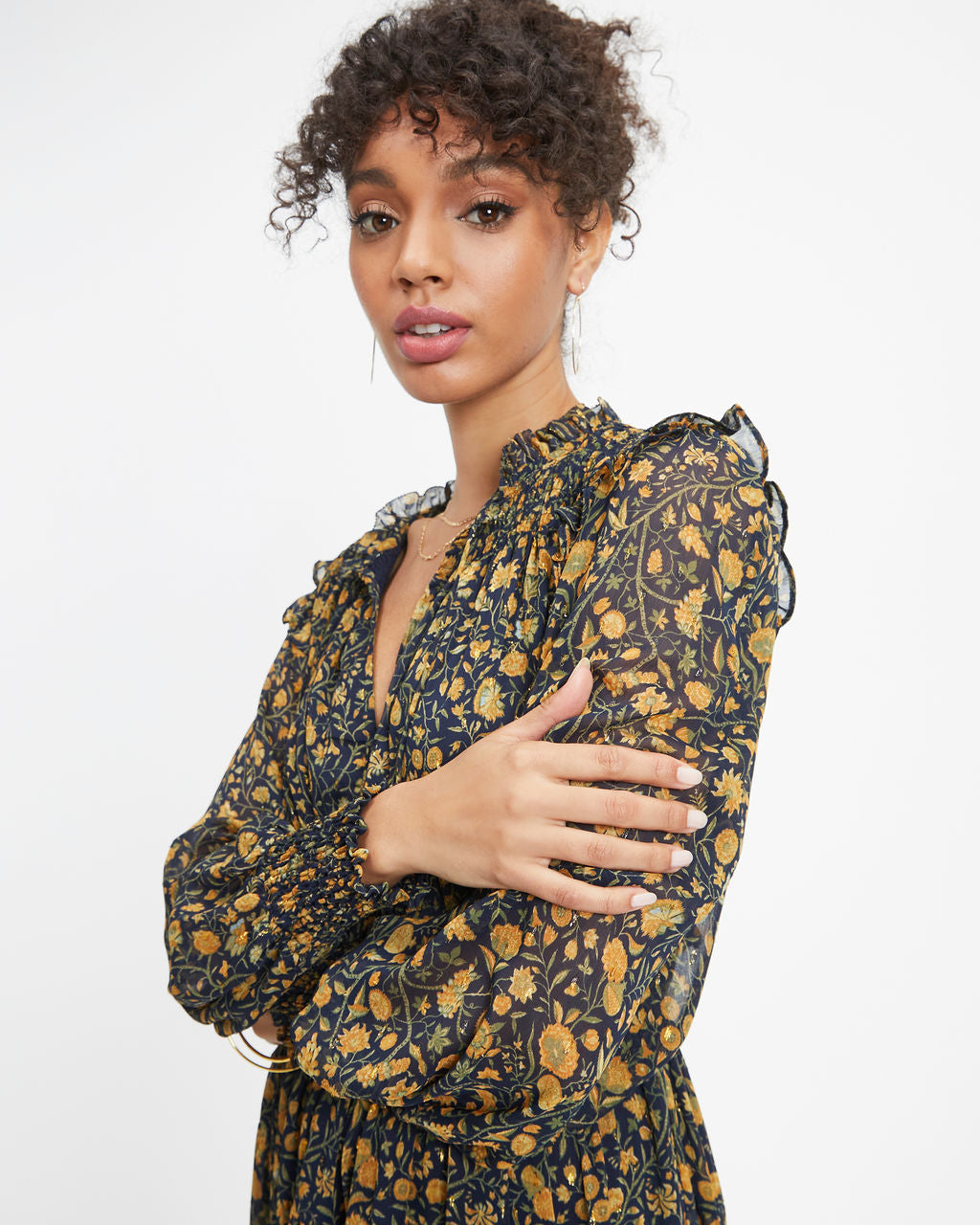 Wishing And Hoping Floral Chiffon Midi Dress - Se7enfashion