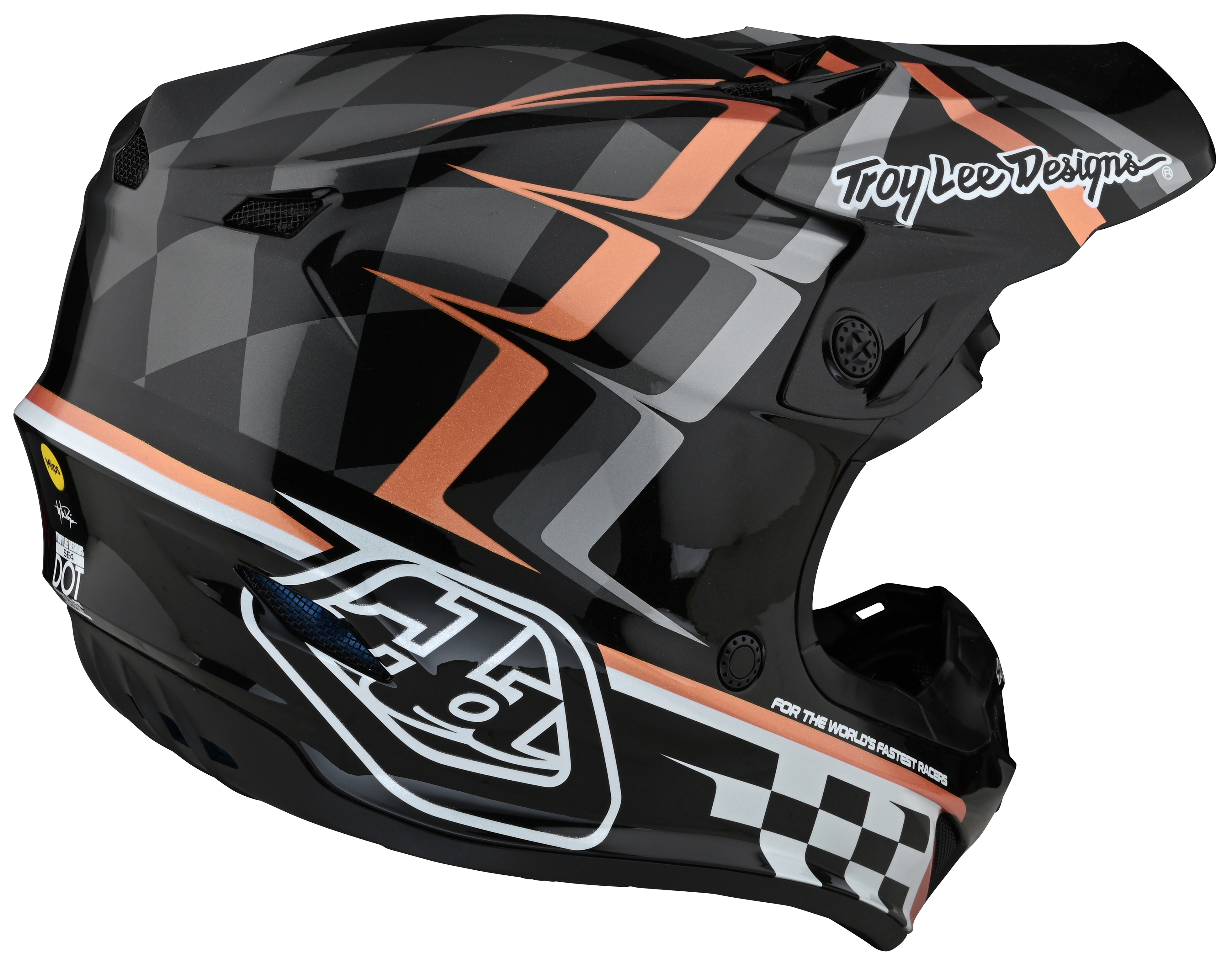 SportsBikeShop Troy Lee SE4 Polyacrylite Warped Helmet Black/Copper / LG [Blemished - Very Good]
