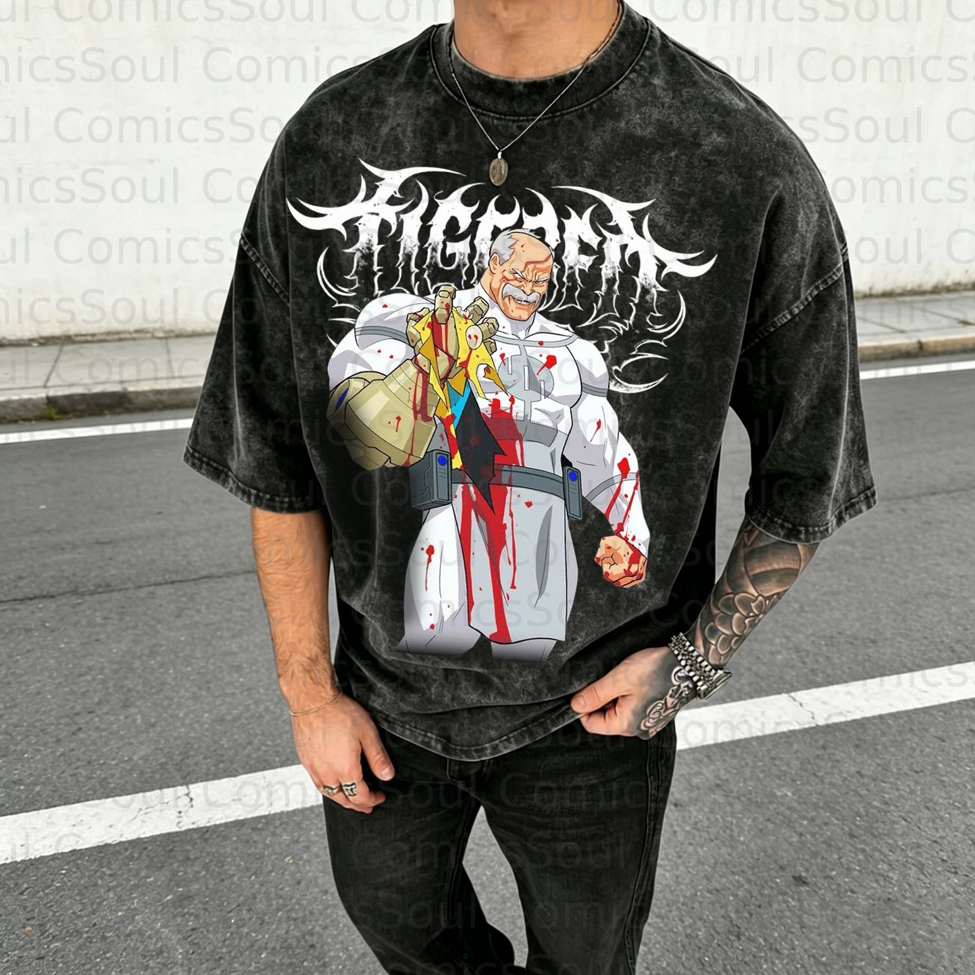 Unisex Anime Inspired Vintage Washed T-Shirt