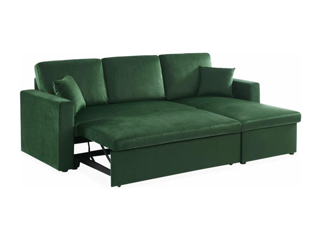 Sofá cama de terciopelo de 3 plazas verde