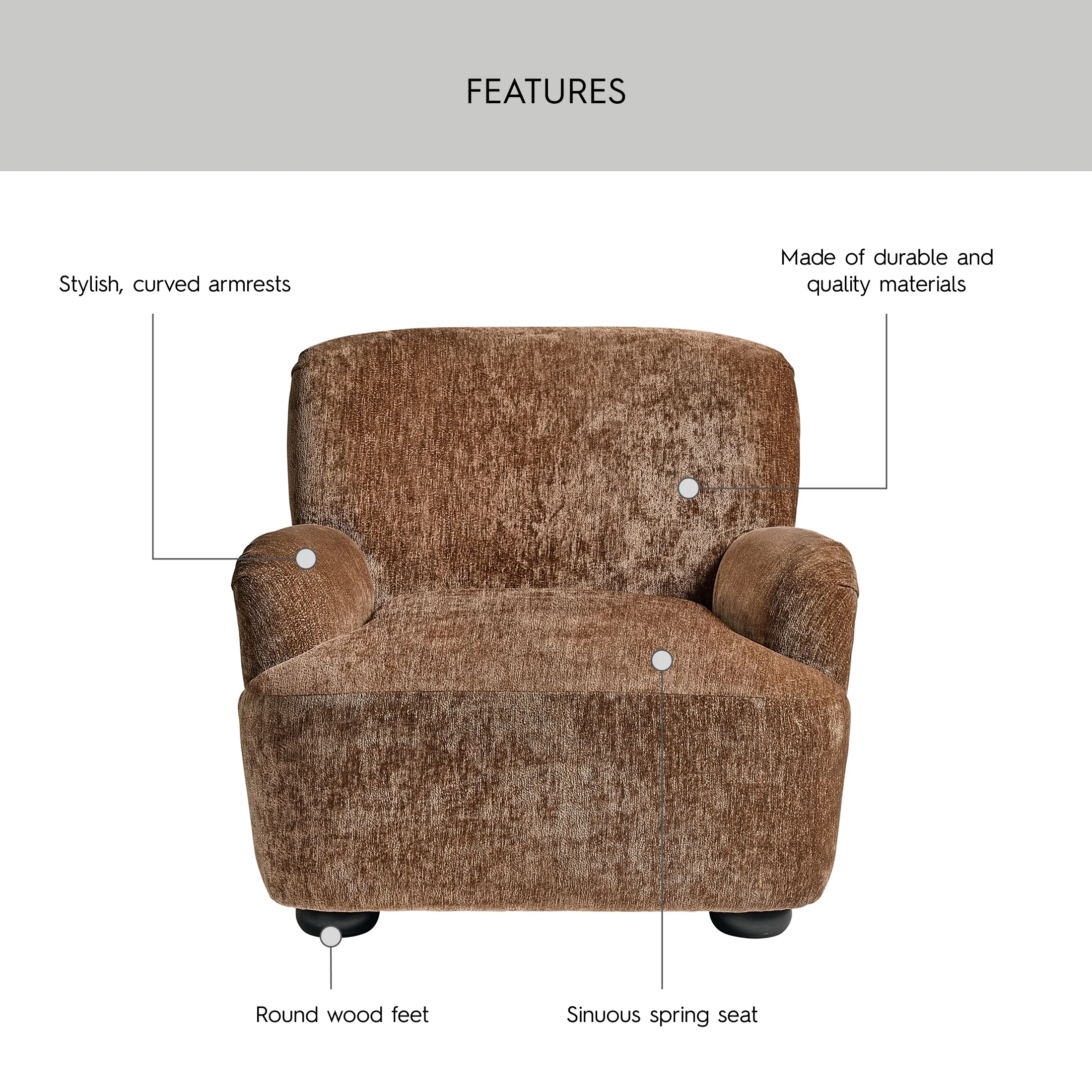 Better Homes & Gardens Waylen Accent Chair, Caramel Chenille - Image 5