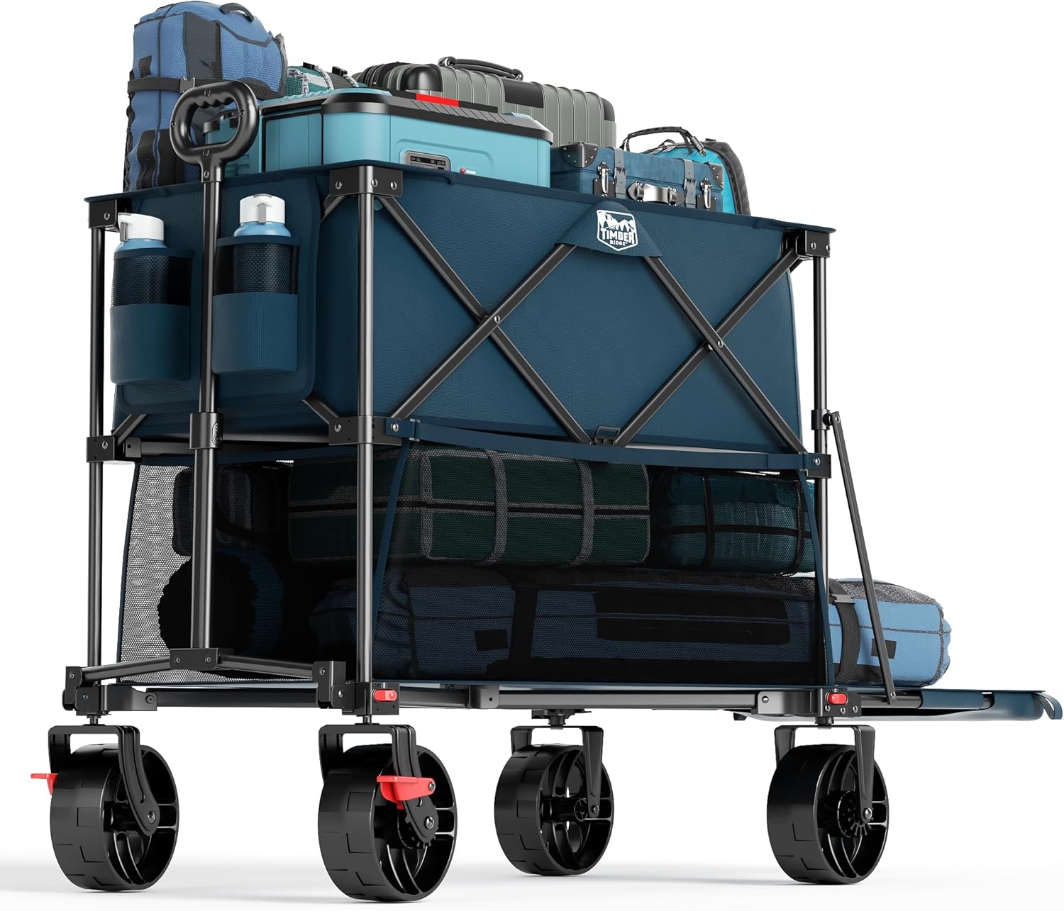 WAYFAIR TIMBER RIDGE 400L Large Capacity Folding Double Decker Wagon With Brakes, 54 Extra Long Extender Wagon Cart, 450Lbs Heavy Duty Collapsible Cart, All-Terrain Big Wheels For Camping, Sports, Shopping