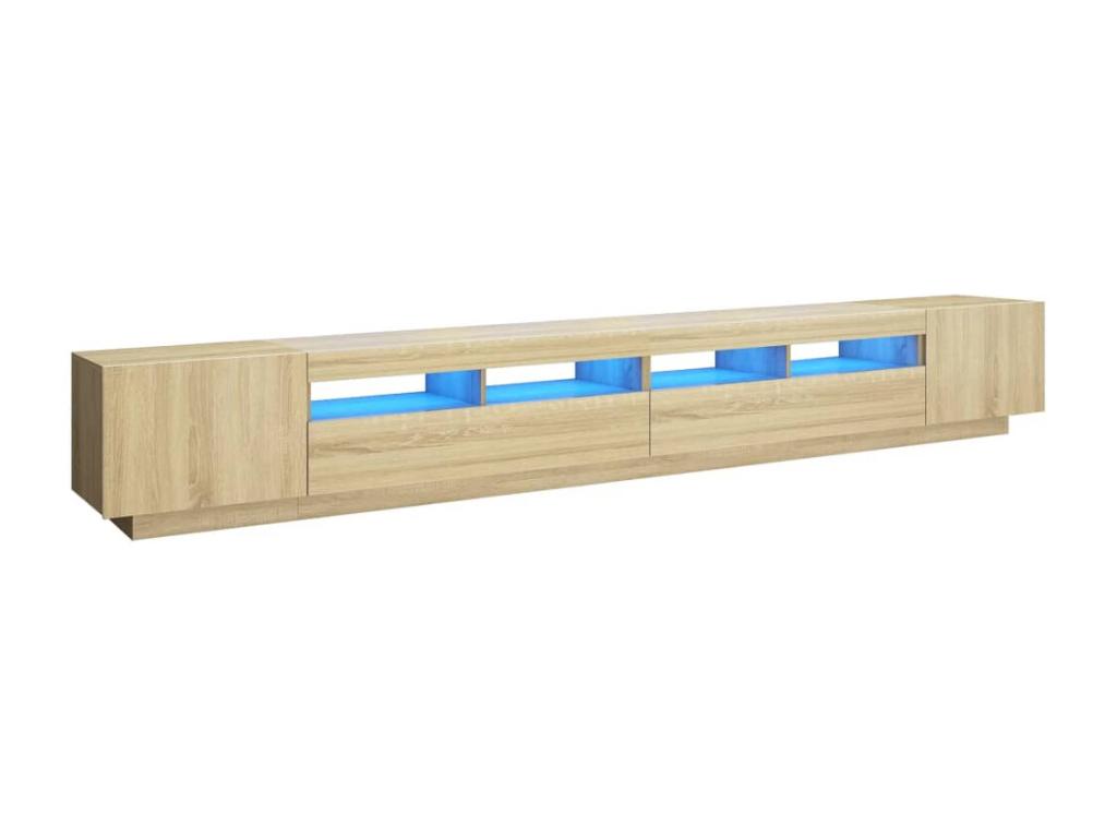 Armario TV con luces LED color roble Nestliq 300x35x40 cm