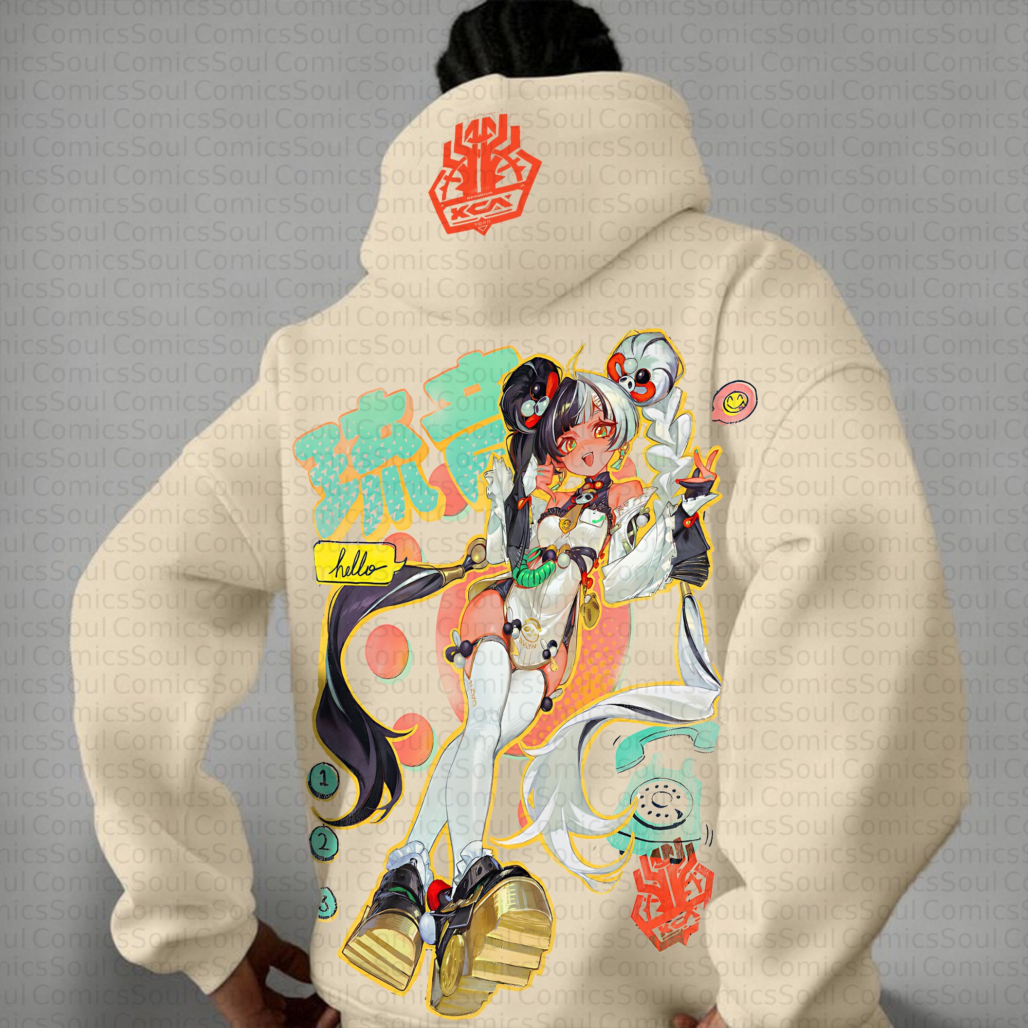 Plus Velvet Unisex Anime Graphic Streetwear Vintage Hoodie