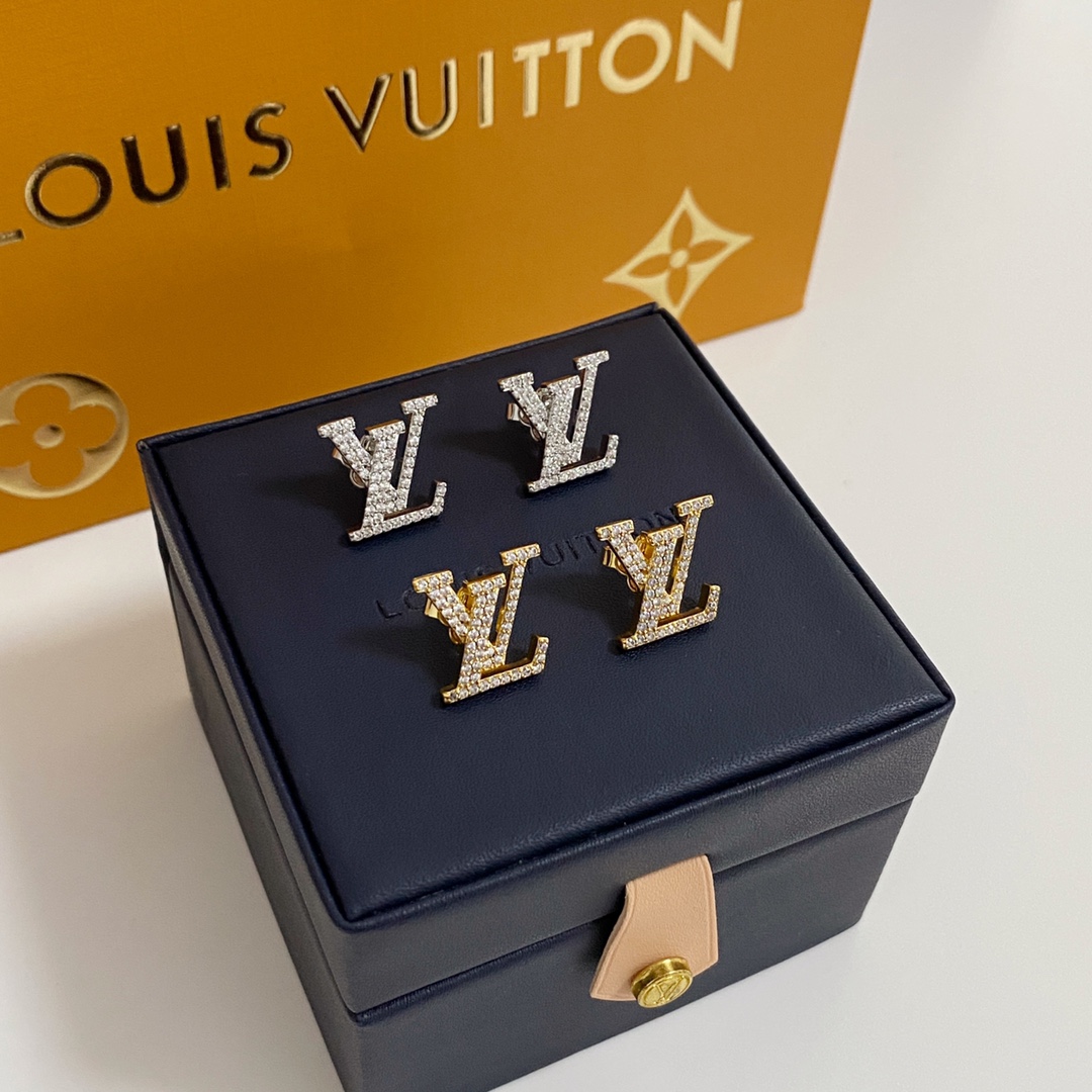 Louis Vuitton Diamond Paved LV Monogram Stud Earrings - Original Replica Club