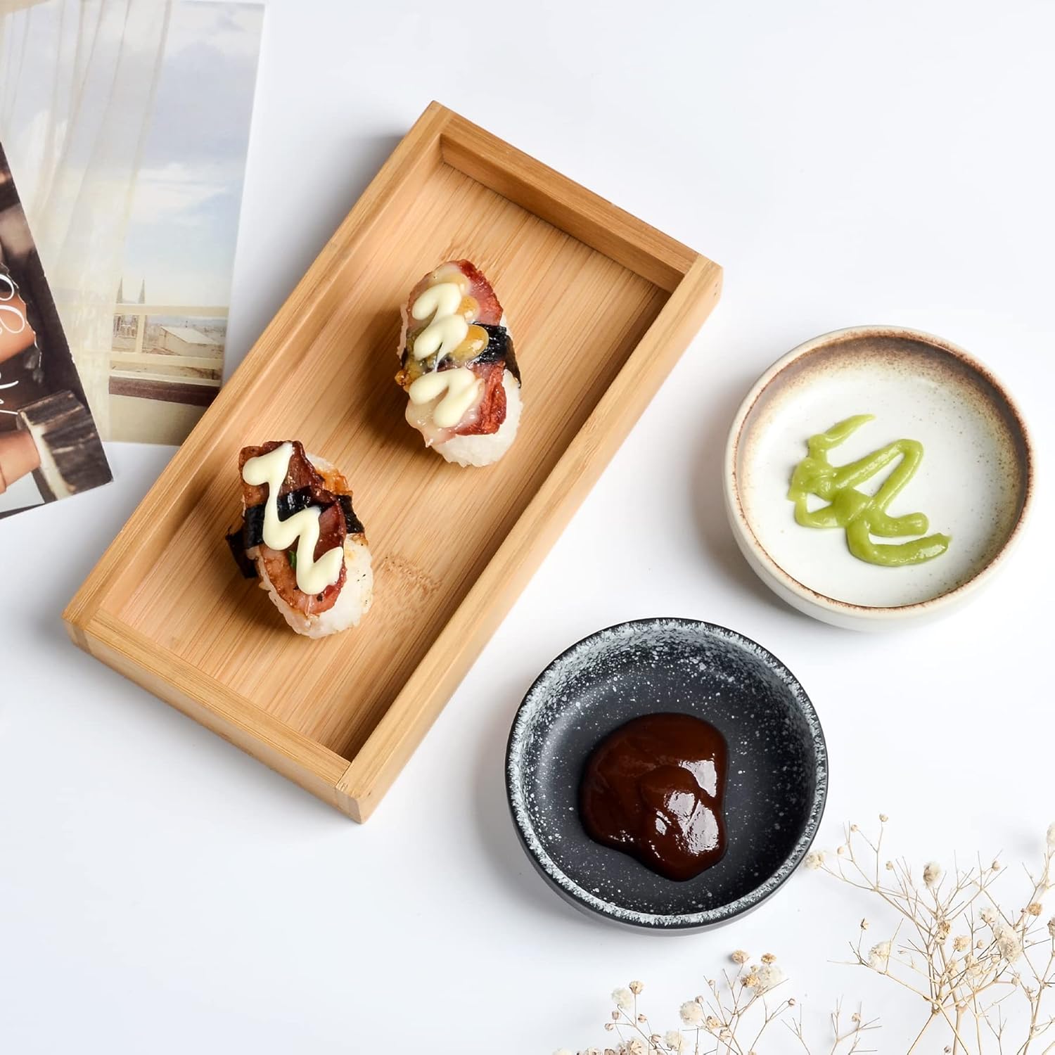 Ceramic Soy Sauce Dish set, Dipping Bowls Set of 6, Chip and Dip Bowls, Japanese Style 3 oz Round Small Dish for Dipping Sushi Tomato Soy Sauce Dish Condiment Finger Dishes