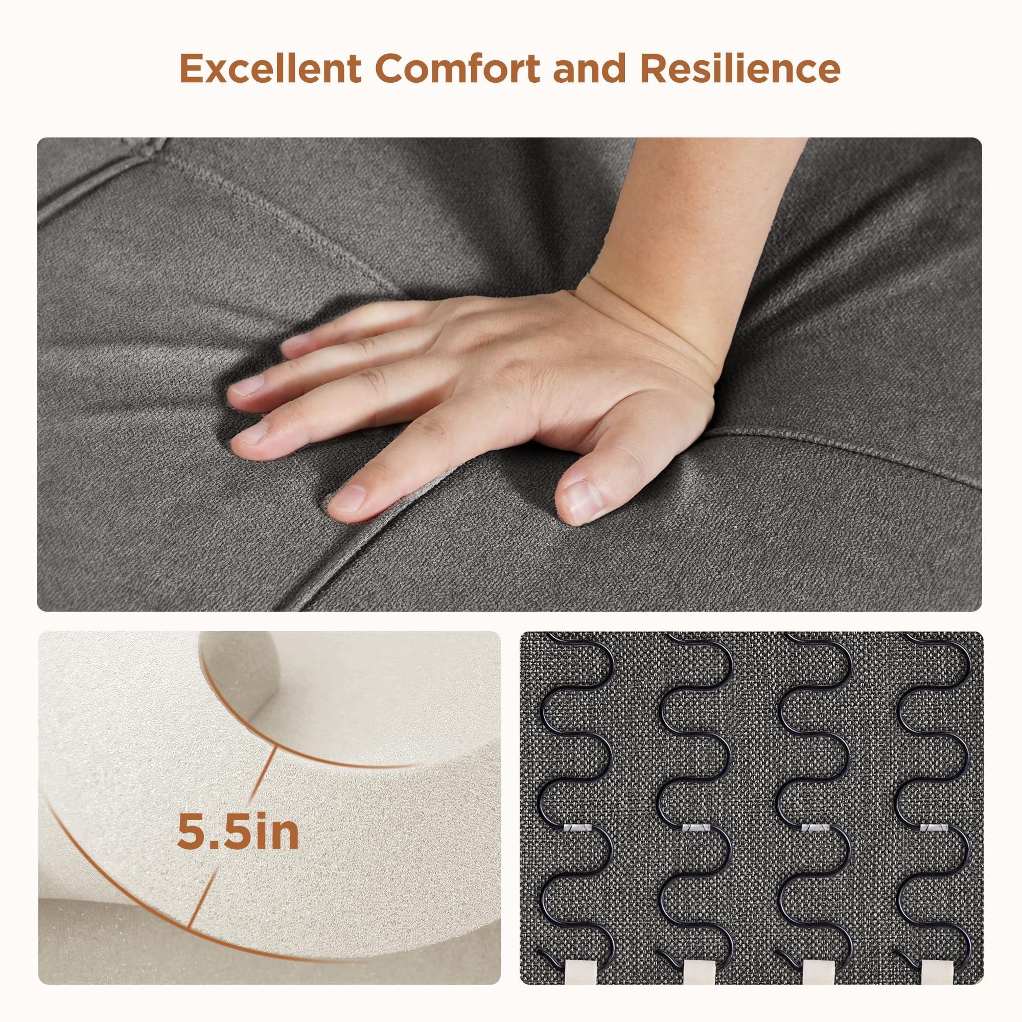 Convertible Sofa Bed, 73.6'' 3 in 1 Sleeper Chair Bed with Adjustable Backrest, Dark Gray - Image 5