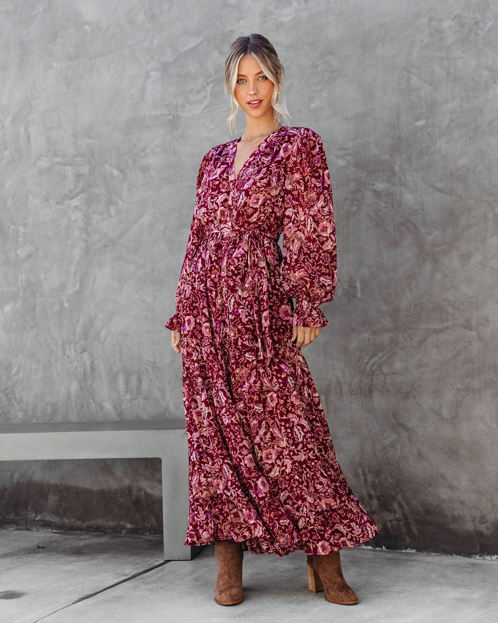 Plenty To Celebrate Floral Metallic Tiered Maxi Dress - Se7enfashion