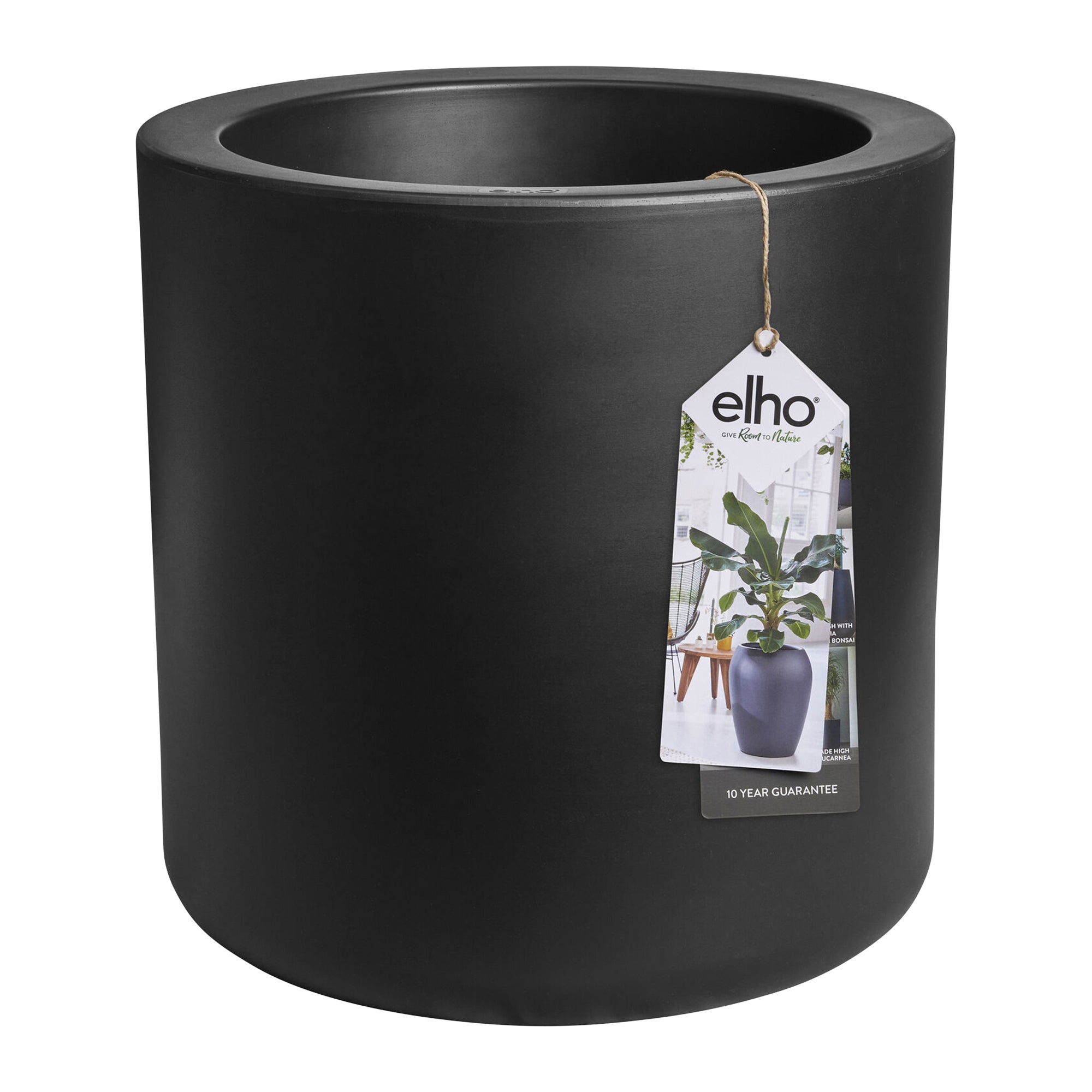 Elho Pure Cilinder Wheels 40 - Zwart - L 40 x B x H 40 cm - Balkon, Bi