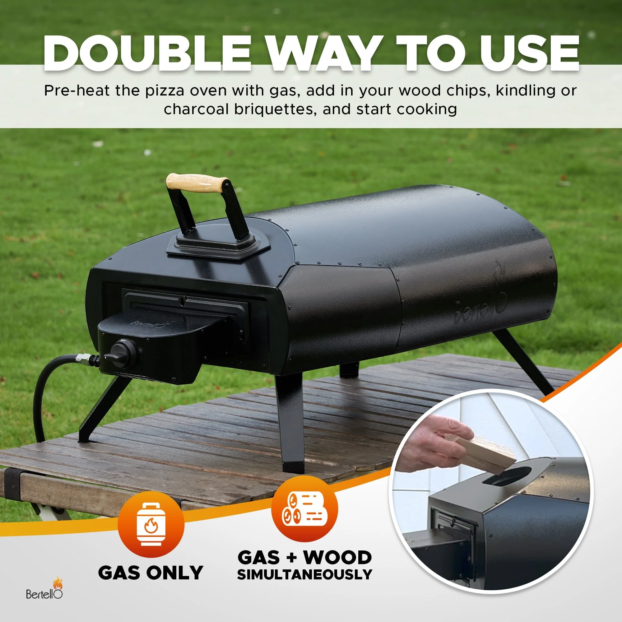 Bertello Grande 16" Outdoor Pizza Oven - Gas & Wood Fired Simultaneously - Outdoor Pizza Oven AS SEEN ON SHARK TANK - PATENTED - Image 6