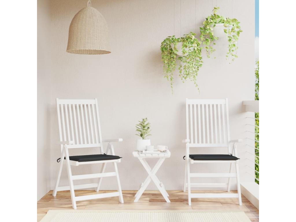 Cojines de silla de jardín 2 uds tela Oxford negro 40x40x3 cm