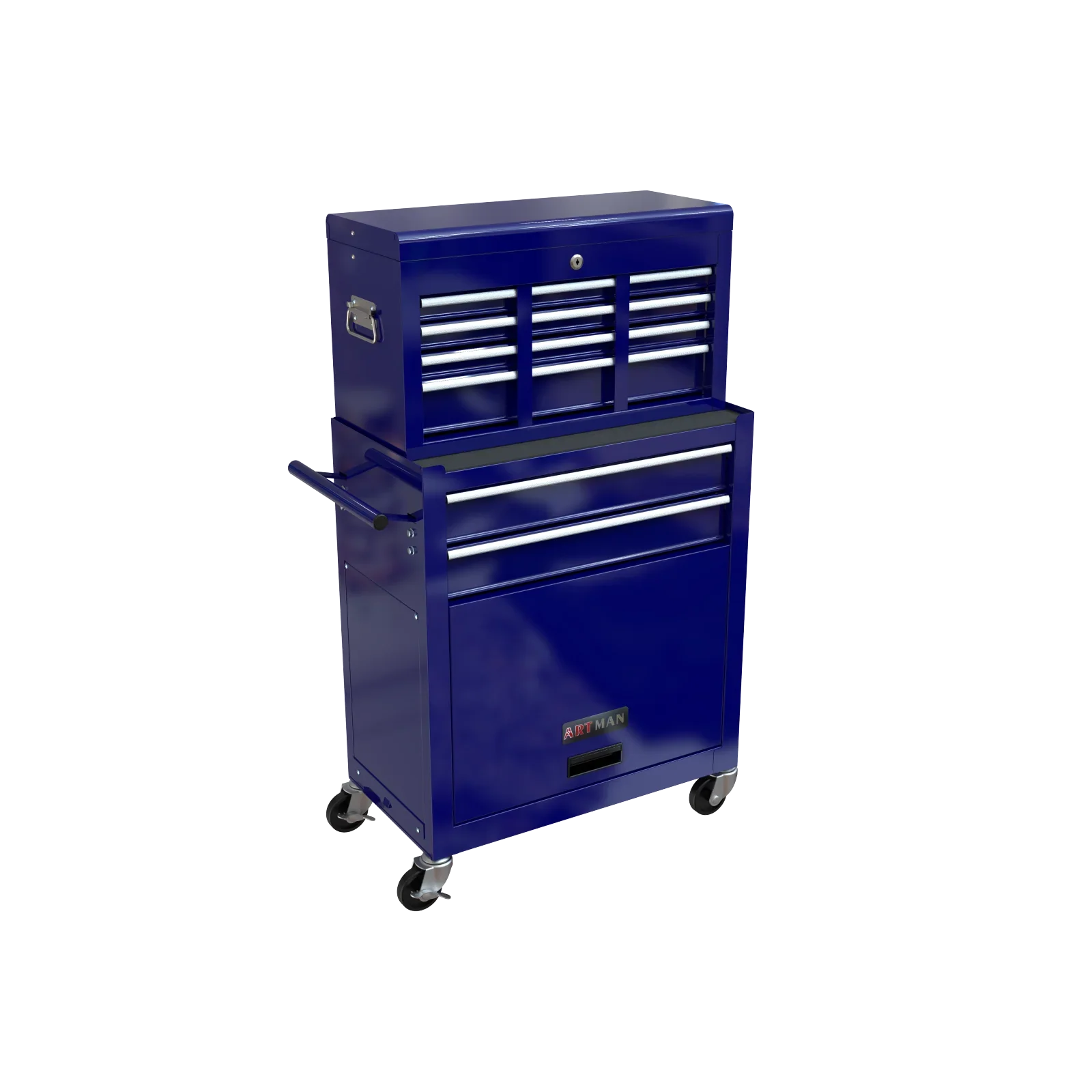 Pouseayar 8-Drawer High Capacity Rolling Tool Chest Storage Cabinet, Blue
