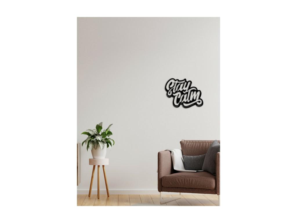 Decoración de Metal Stay Calm, Negro, 53x0,15x41 cm cm, Pratcas