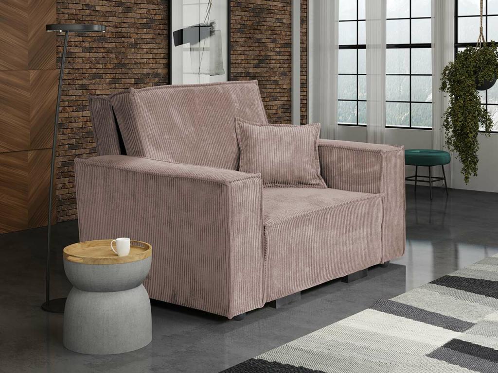 Sillón Nestleano 180 - Rosa - 85x123x98cm - Tapiz - Patas Madera