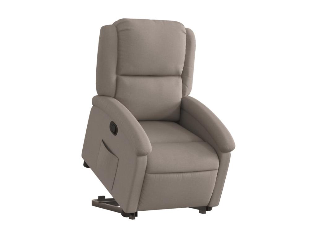 Sillón reclinable elevable tela gris taupe