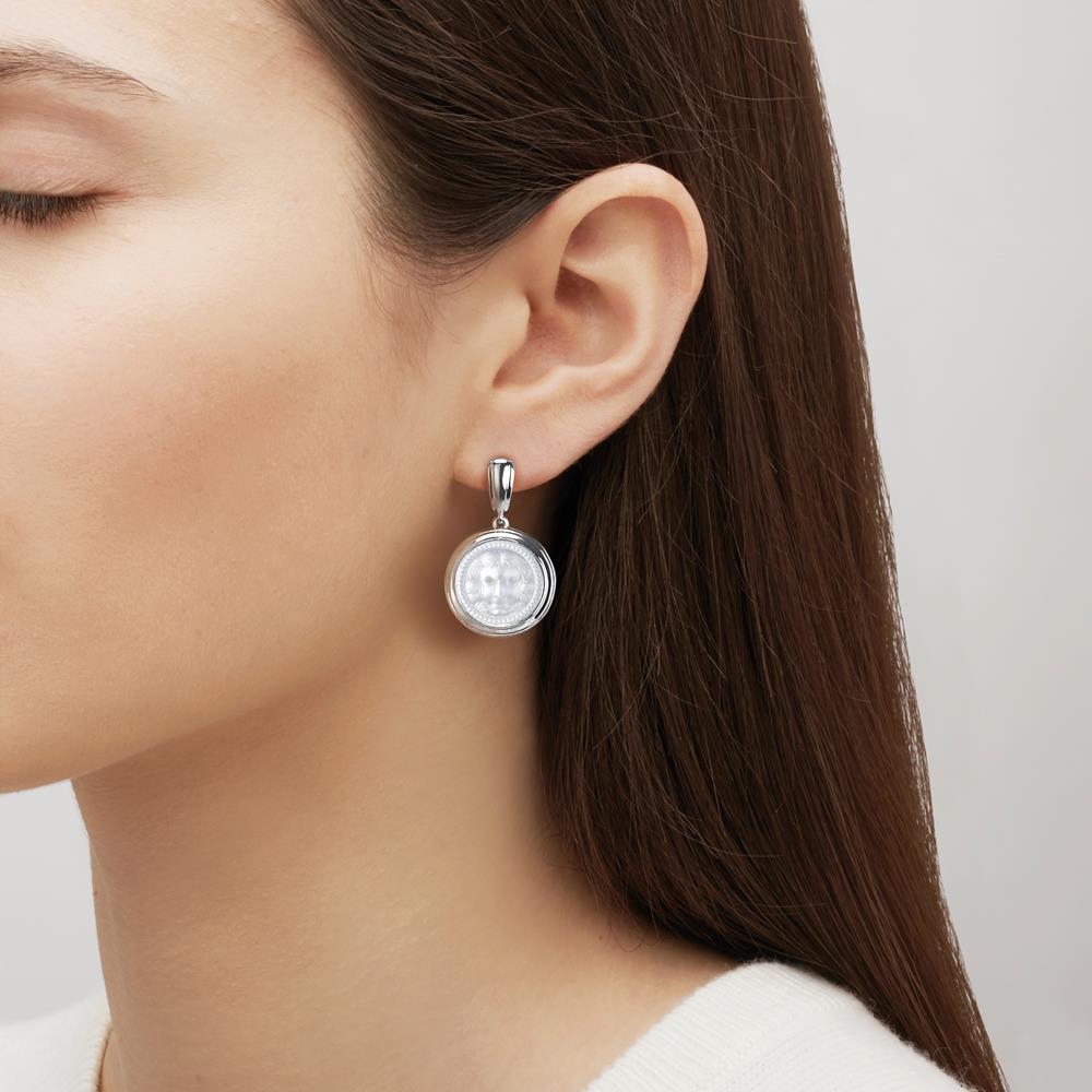 BOUCLES D'OREILLES ARÉTHUSE ROND - CRISTAL INCOLORE, ARGENT