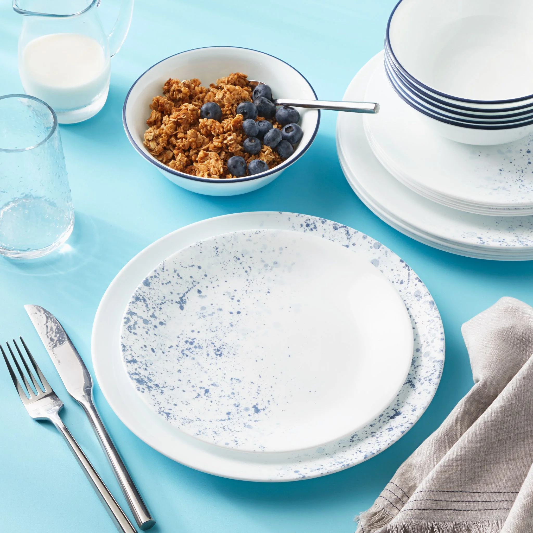 Corelle Indigo Speckle 18-Piece Glass Dinnerware Set (Service for 6) - Image 2