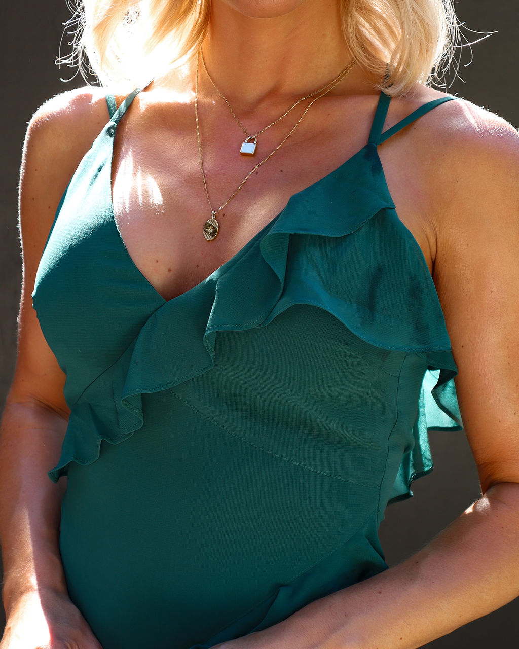 Hard To Catch Tiered Ruffle Maxi Dress - Hunter Green - FINAL SALE - Se7enfashion