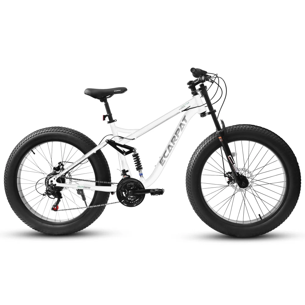 26 inch Mountain Bike for Men, 26*4" Fat Tire Mountain Bicycles,Full-Suspension 21-Speed Drivetrain with Disc Brakes - Image 2