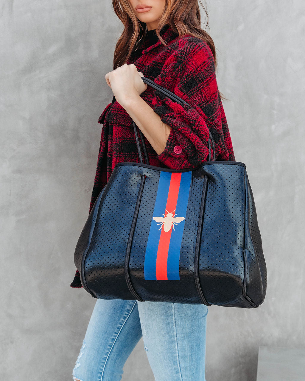 Queen Bee Neoprene Tote Bag - Black - PARKER & HYDE - Se7enfashion