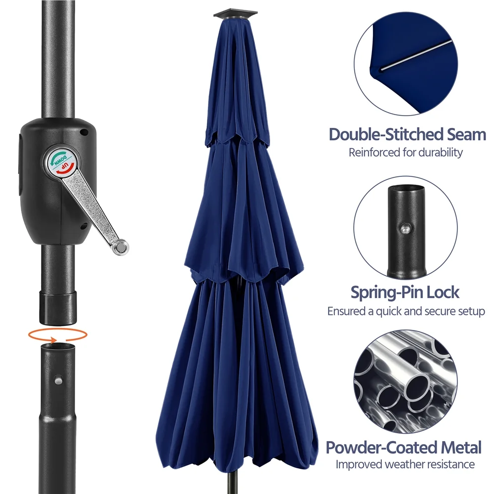 Renwick 10 Ft Outdoor Patio Parasol with Color-Changing LED Strip, Tan - Image 23