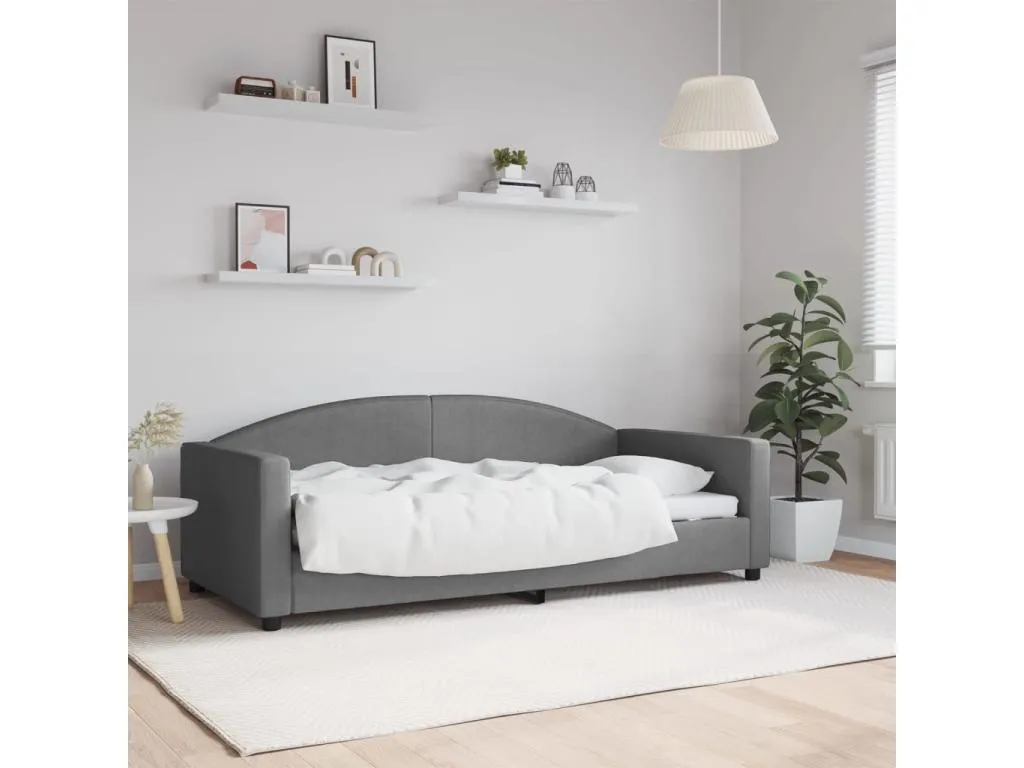 Sofá cama tela gris oscuro 90x190 cm