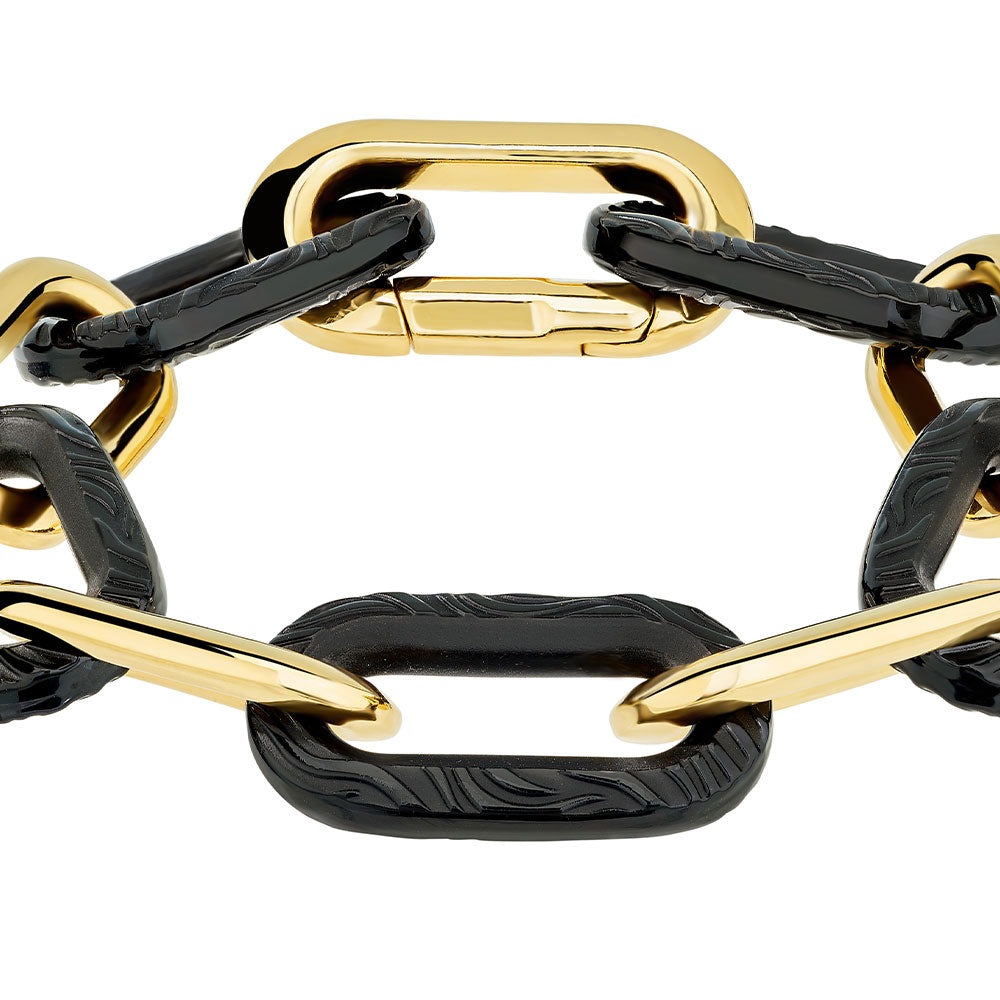 BRACELET EMPREINTE ANIMALE 5 CRISTAUX - CRISTAL NOIR, PLAQUÉ OR JAUNE
