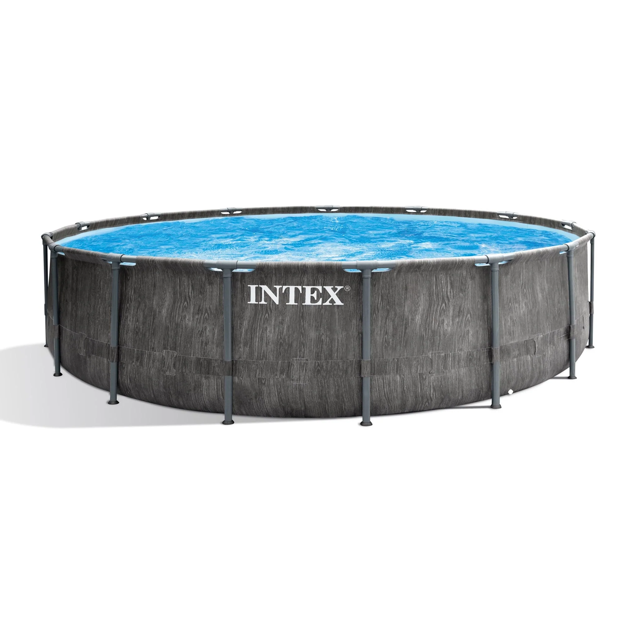 Intex Greywood Prism Frame 15'x48" Round Above Ground Outdoor Swimming Pool Set - Image 2