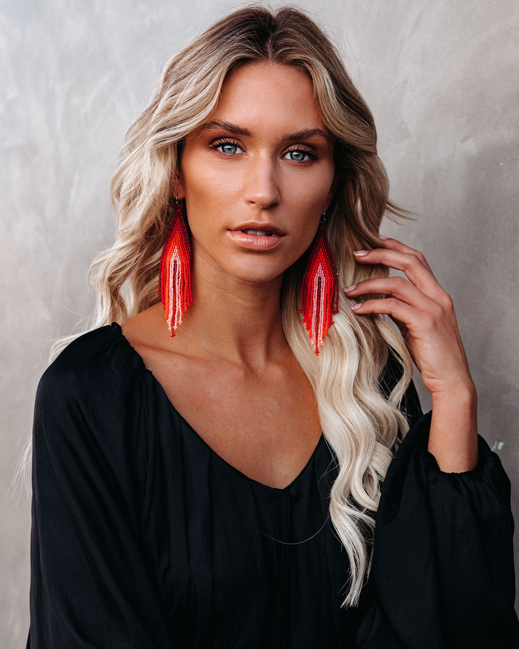 Shashi - Wild Side Beaded Fringe Earrings - Se7enfashion