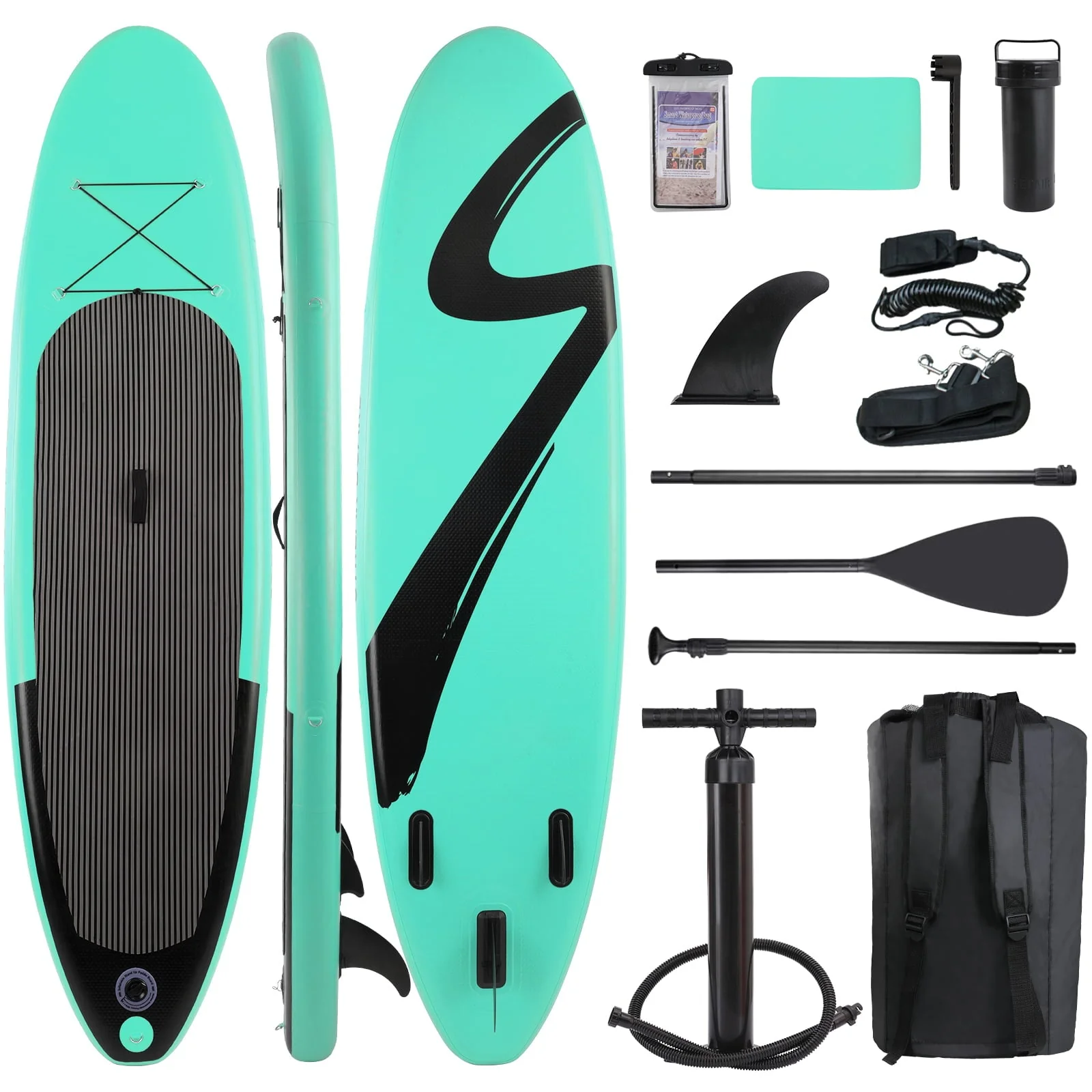 Arlopu Portable 10' Inflatable Stand Up Paddle Board with Aluminum Paddle, Leash, Hand Pump & Backpack for Youth Adult - Image 5