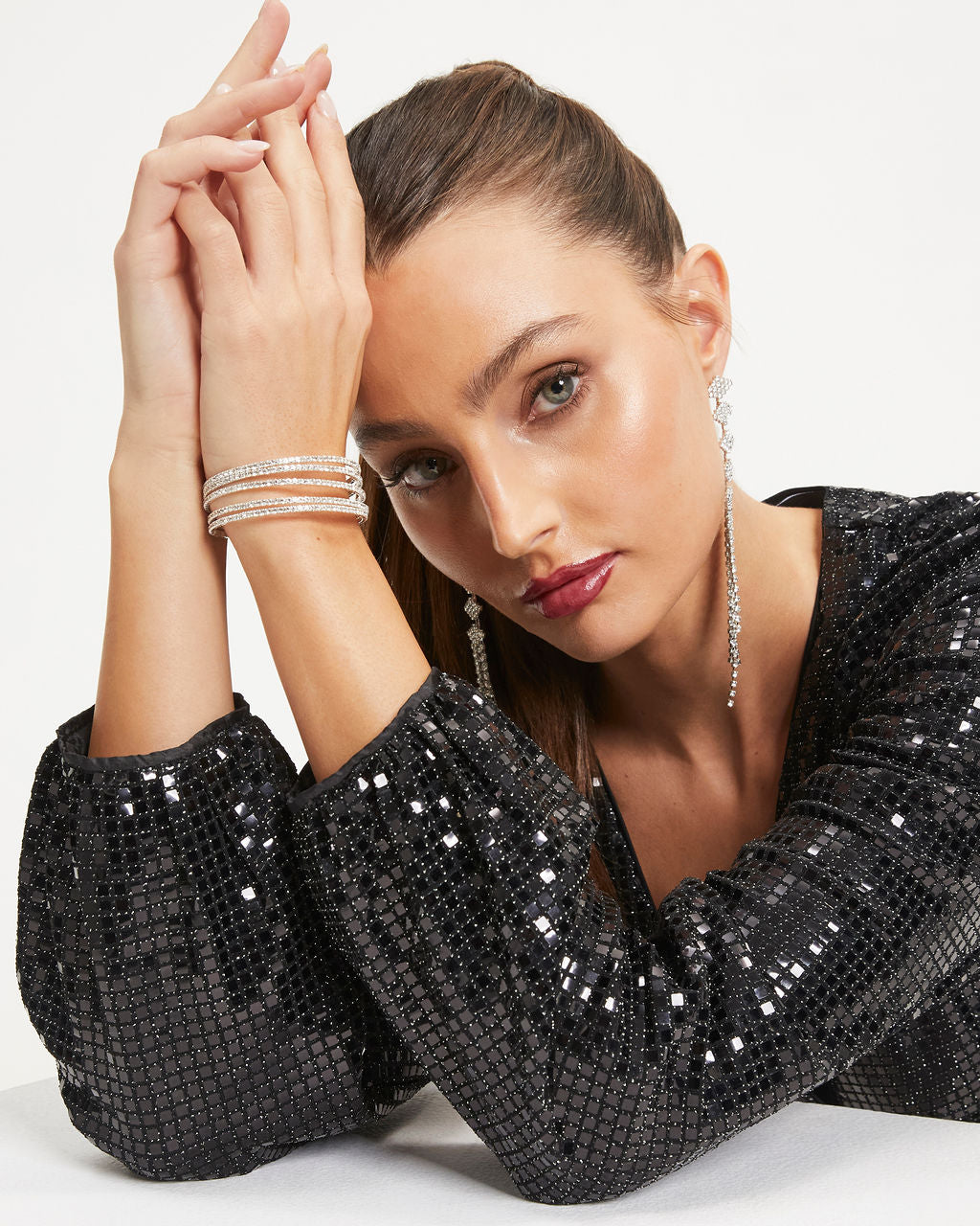 Bella Crystal Cuff Stack - Silver - Se7enfashion