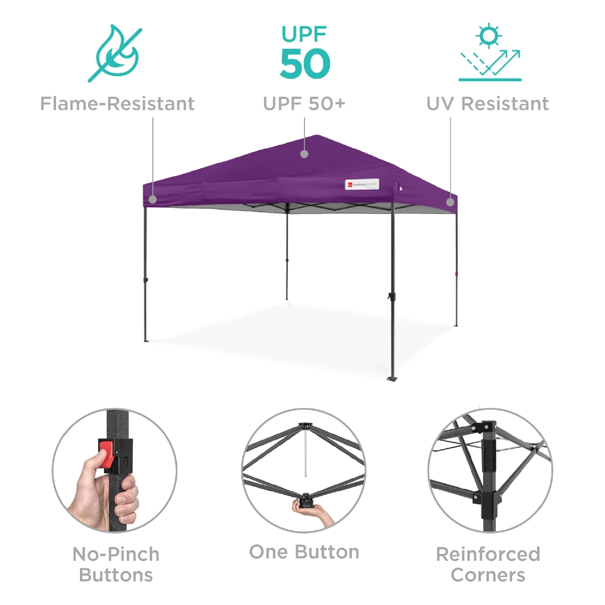 Best Choice Products 10x10ft Easy Setup Pop Up Canopy w/ 1-Button Setup, Wheeled Case, 4 Weight Bags - White - Image 185
