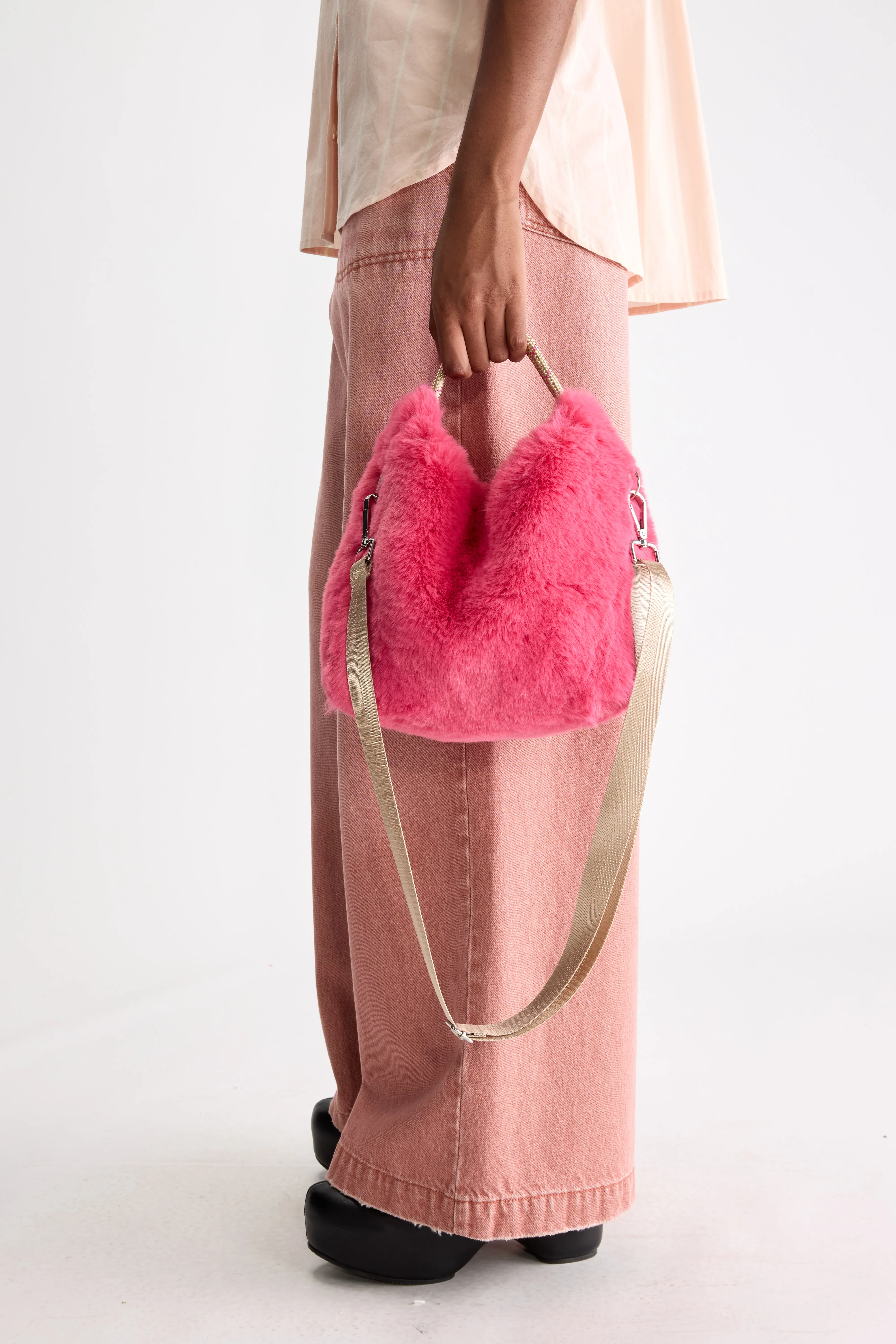 Bellerose Helcro faux-fur shoulder bag (261 / W / GERANIUM)