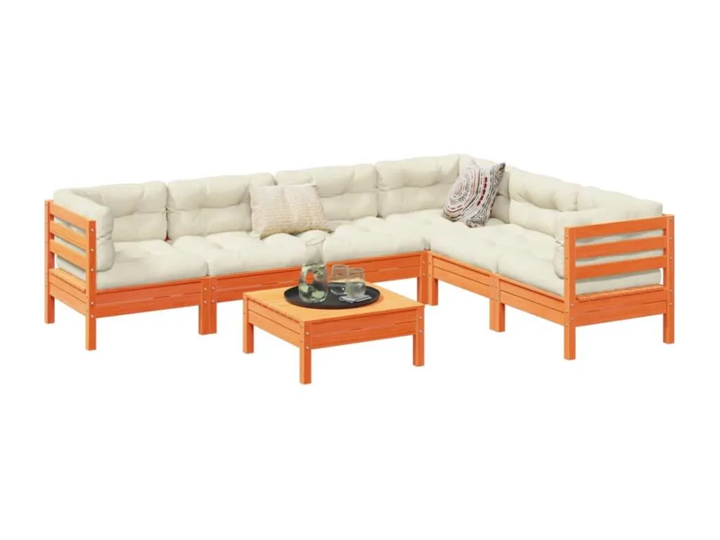 Micasacool Set de sofás jardín 7 pzas con cojines Micasacool marrón cera