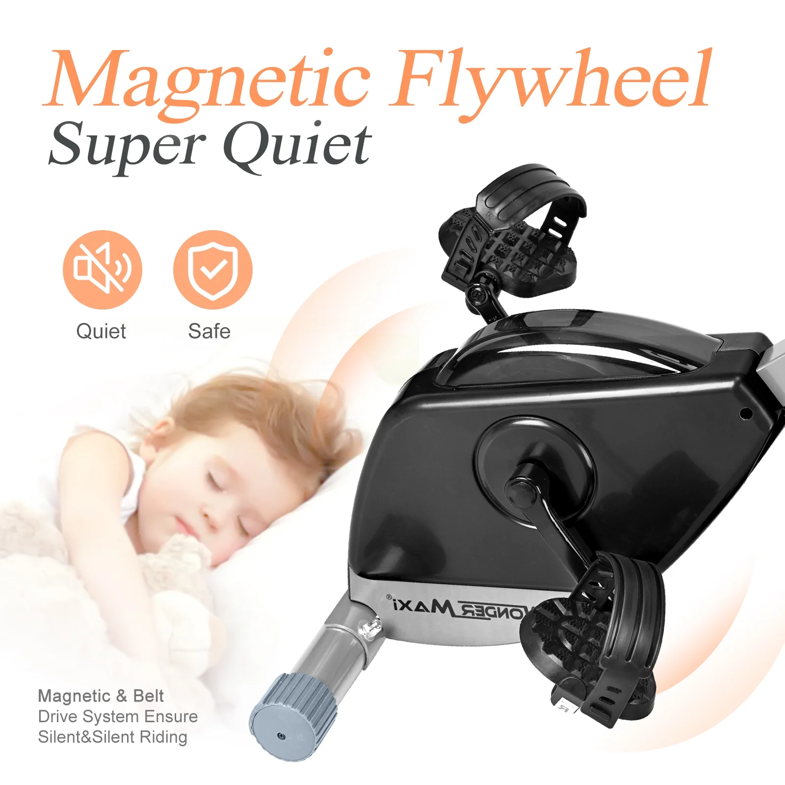Wonder Maxi Foldable Exercise Bike for Home Magnetic Stationary Bike Indoor Cycling Upright Bicycle Indoor Cycle Recumbent Exercise Bike with Arm Resistance Bands - Image 4