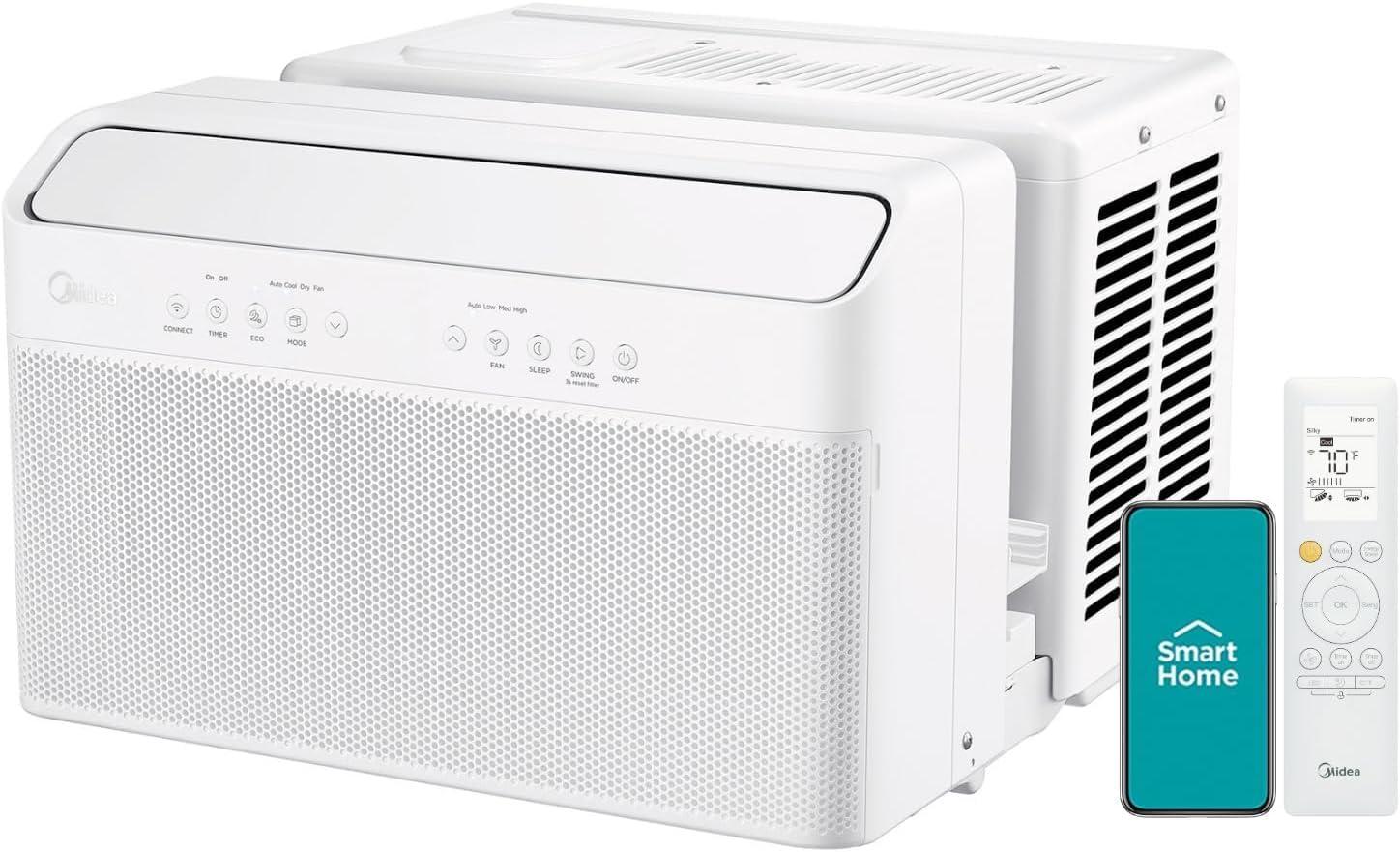 Midea 12,000 BTU U-Shaped Smart Inverter Window Air Conditioner Cools up to 550 square feet