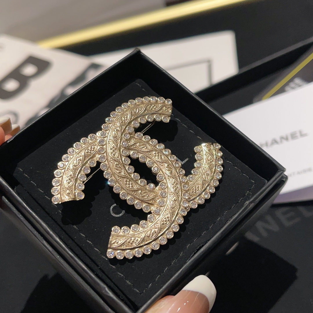 Vintage Chanel Light Gold CC Twist Brooch - Original Replica Club