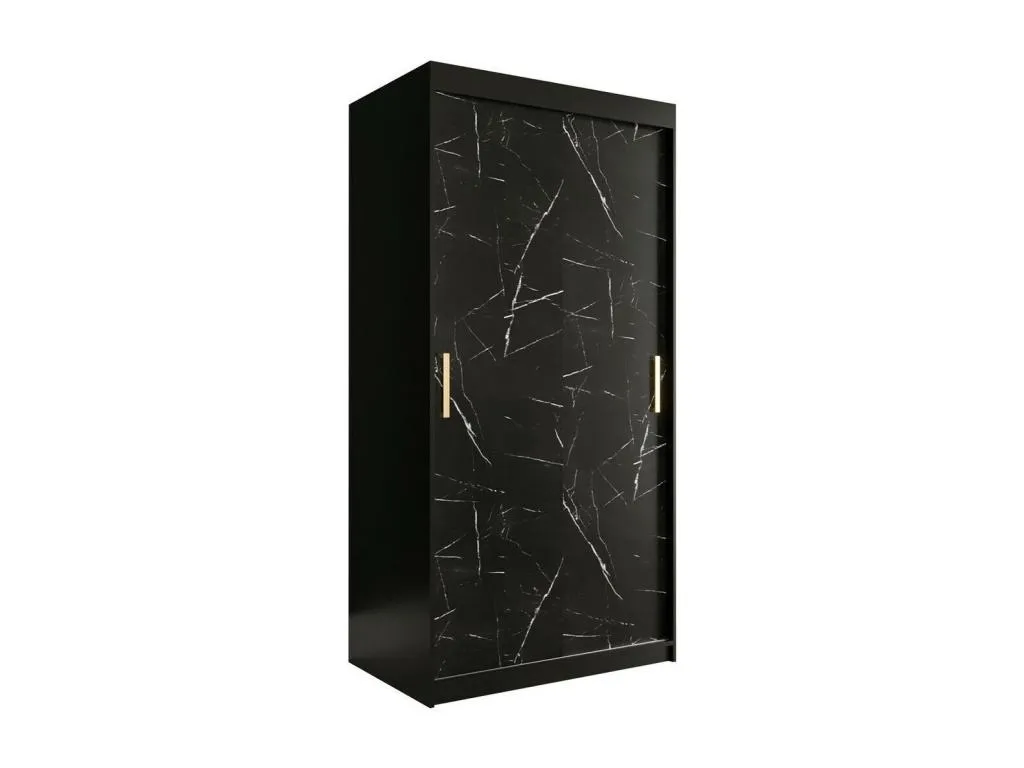 Armario Nidovia mármol negro/negro mate 200x100x62 cm con 4 estantes. aqz1706067