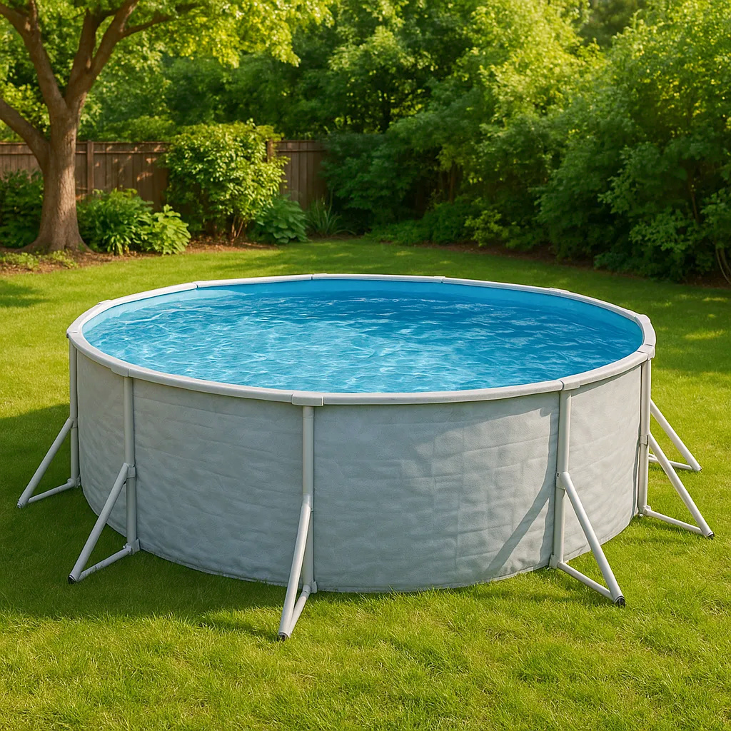 Piscina tubular redonda Redonda Sí Piscina Tubular PVC, Acero Jardín, Exterior Gris claro 366x100 cm ETbEtlA704wC