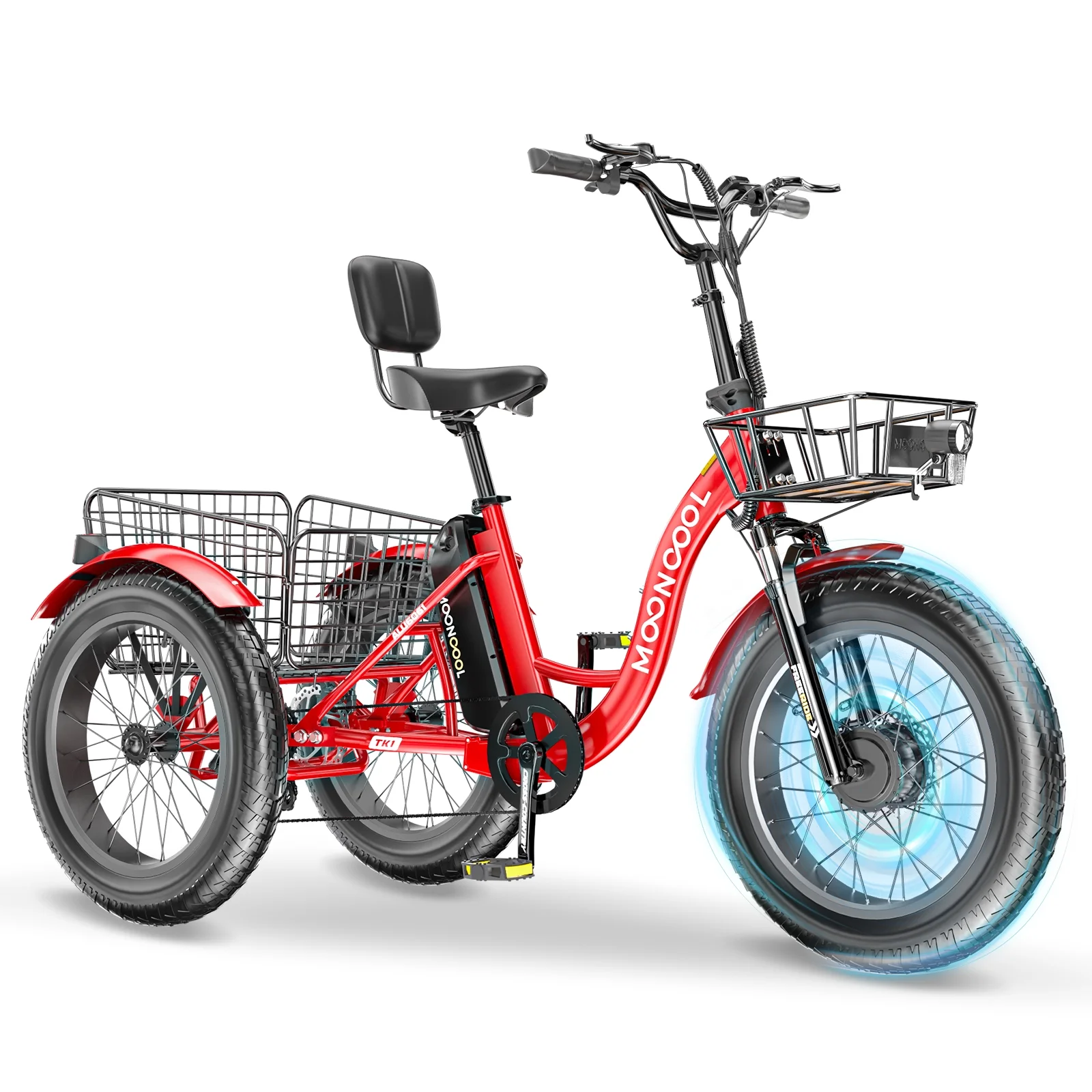 20" x 4" Fat Tire Electric Tricycle for Adult, 7 Speeds Electric Trike 48V 500W Motorized Tricycle , Electric Three Wheels Bicycle for Senior, Aluminum Frame & Rear Basket ,16mph - Image 50