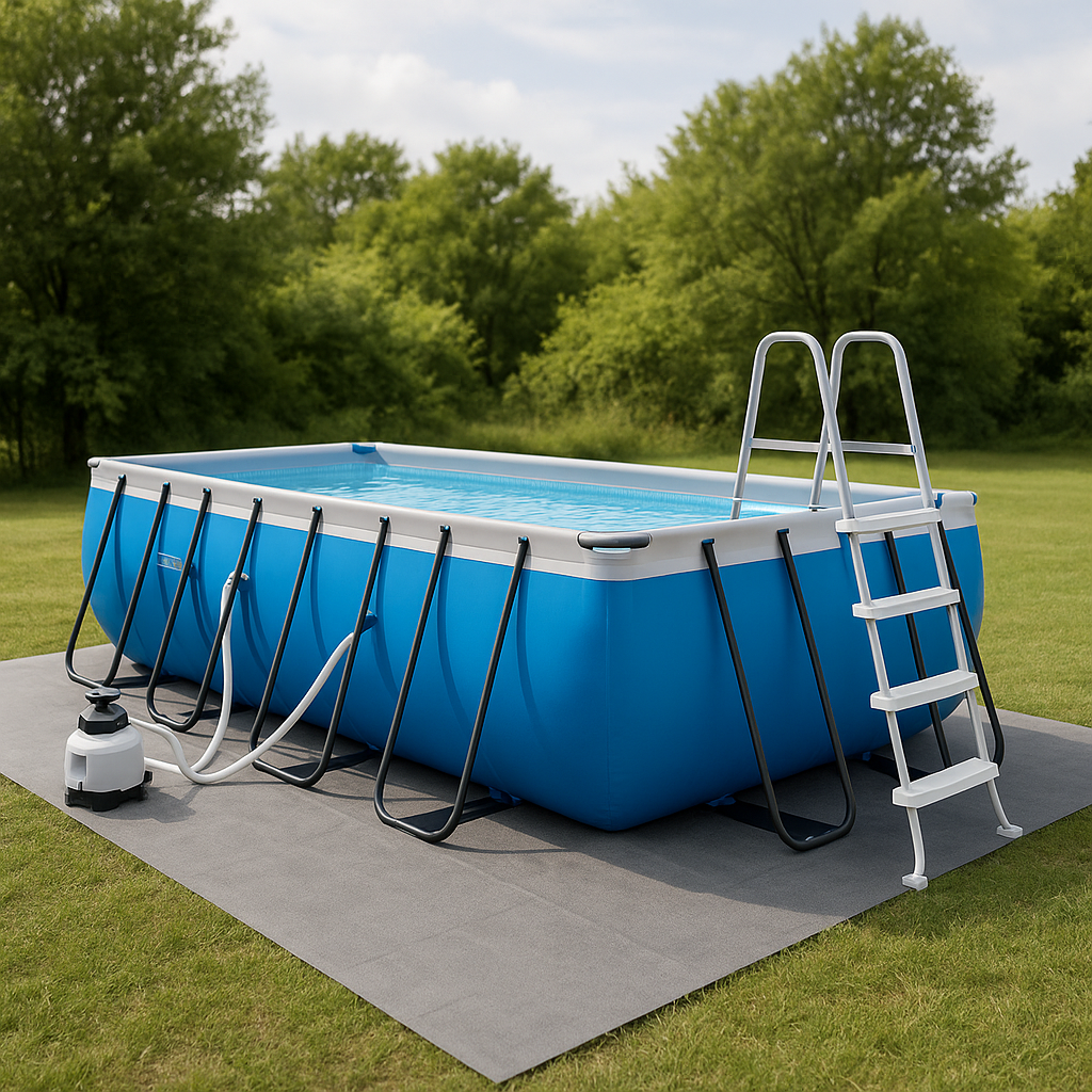 Piscina tubular rectangular Rectangular Sí Piscina Tubular PVC, Acero Exterior, Jardín, Patio Azul 404x201x100 cm
